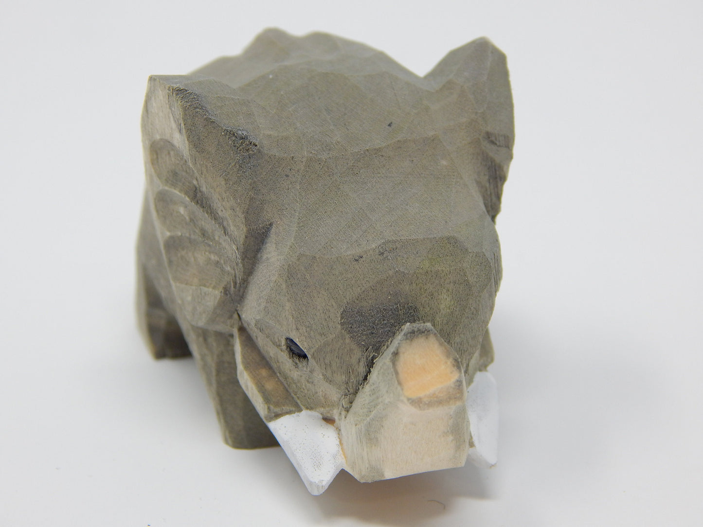 Elephant Keychain Ring Clip Charm Miniature Wood Gray Mini Figurine Small Animal