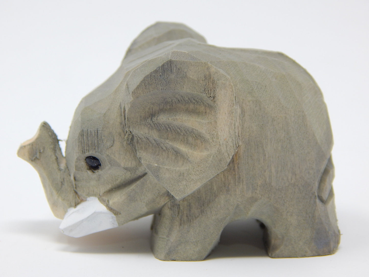 Elephant Keychain Ring Clip Charm Miniature Wood Gray Mini Figurine Small Animal