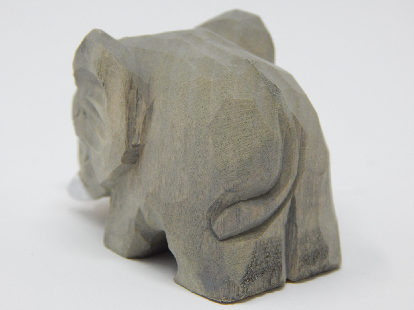 Elephant Keychain Ring Clip Charm Miniature Wood Gray Mini Figurine Small Animal