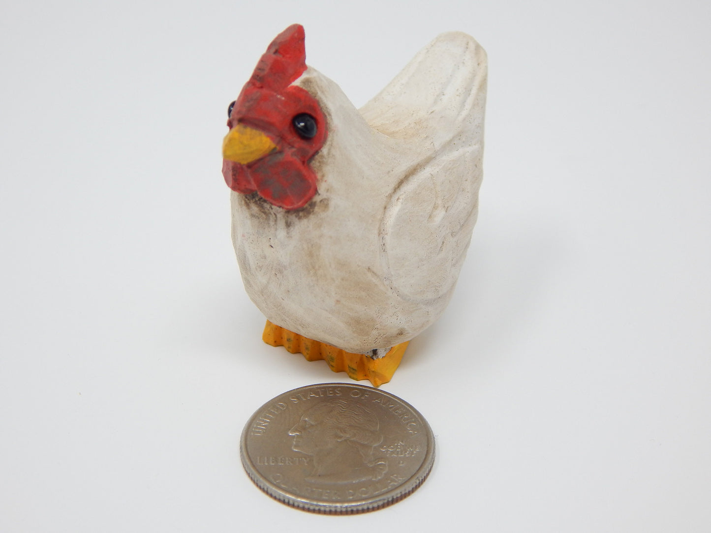 Hen Chicken Keychain Ring Clip Charm Farm Bird Miniature Wood Mini Figurine Small Animal