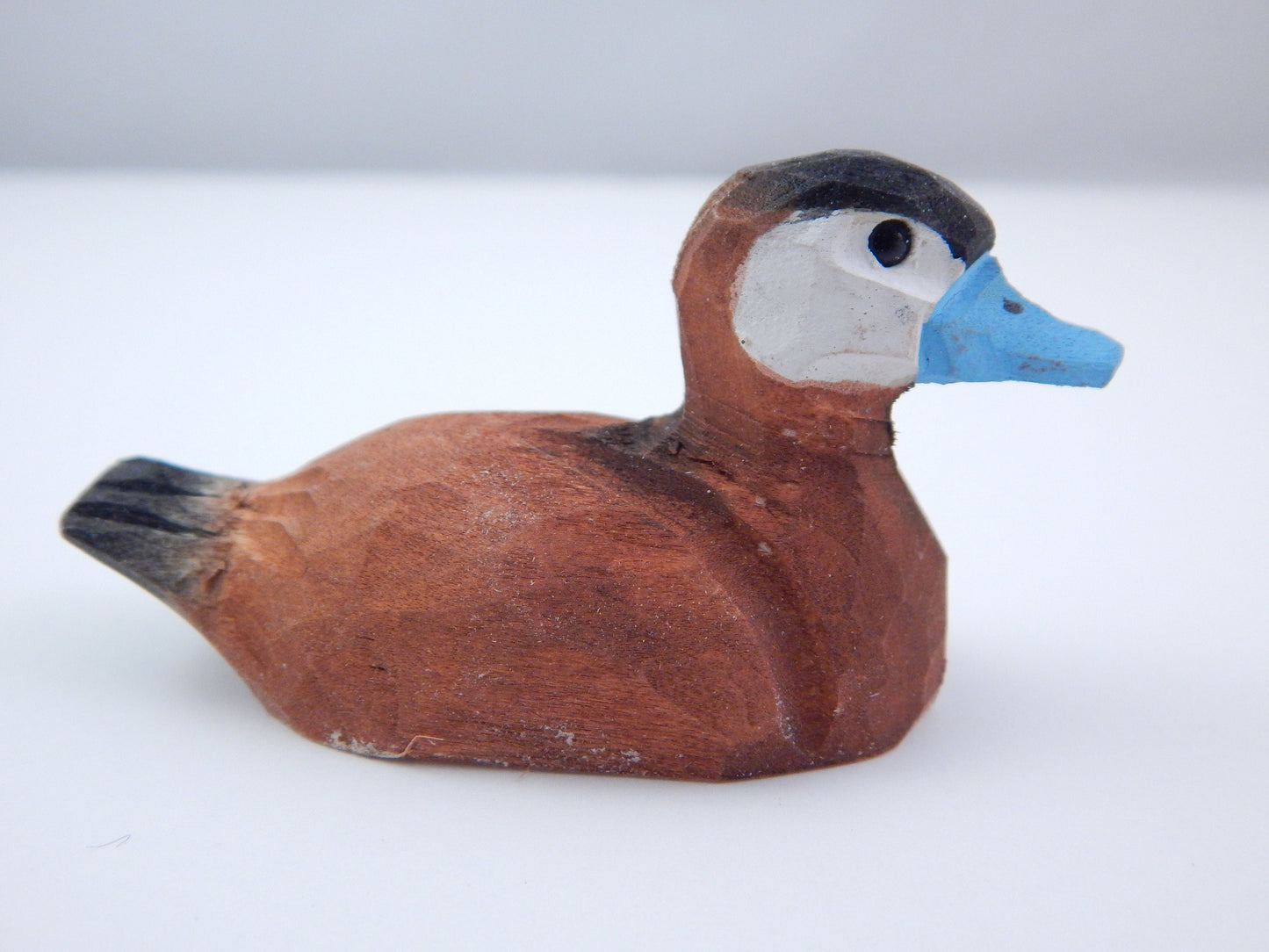 Ruddy Duck Keychain Ring Clip Charm Bird Miniature Wood Mini Figurine Small Animal