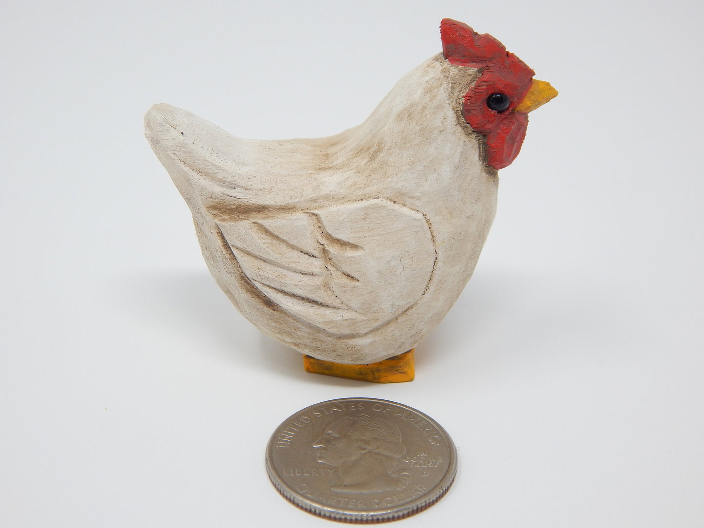 Hen Chicken Keychain Ring Clip Charm Farm Bird Miniature Wood Mini Figurine Small Animal