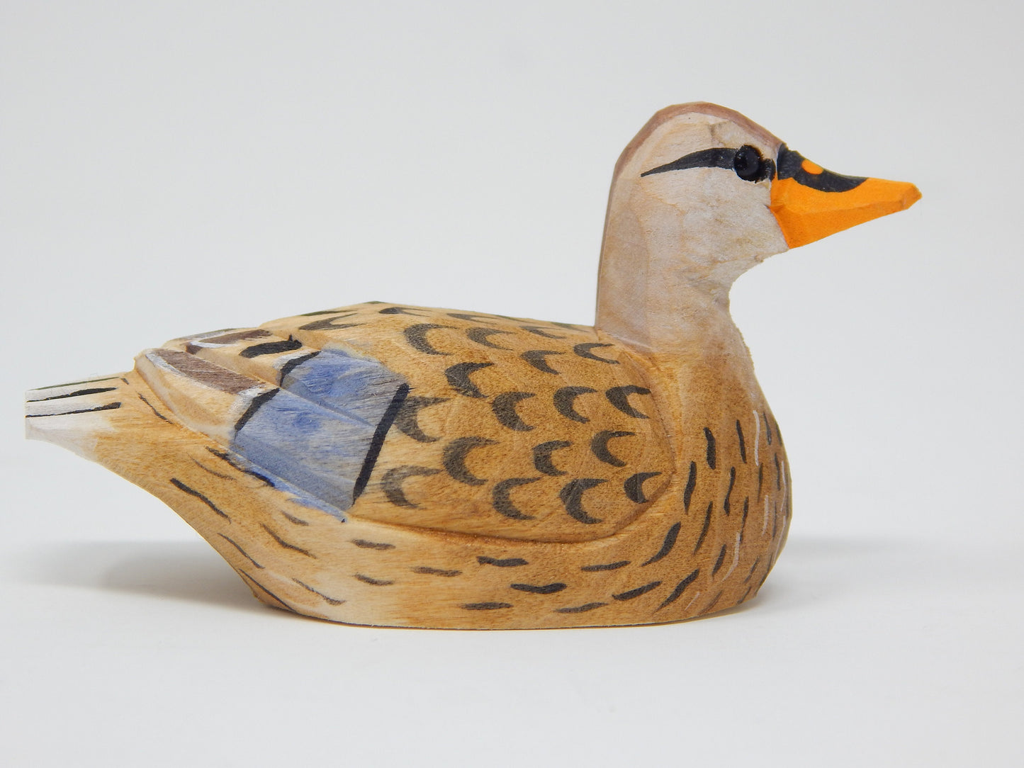 Female Mallard Duck Bird Keychain Ring Clip Charm Miniature Wood Mini Figurine Small Animal