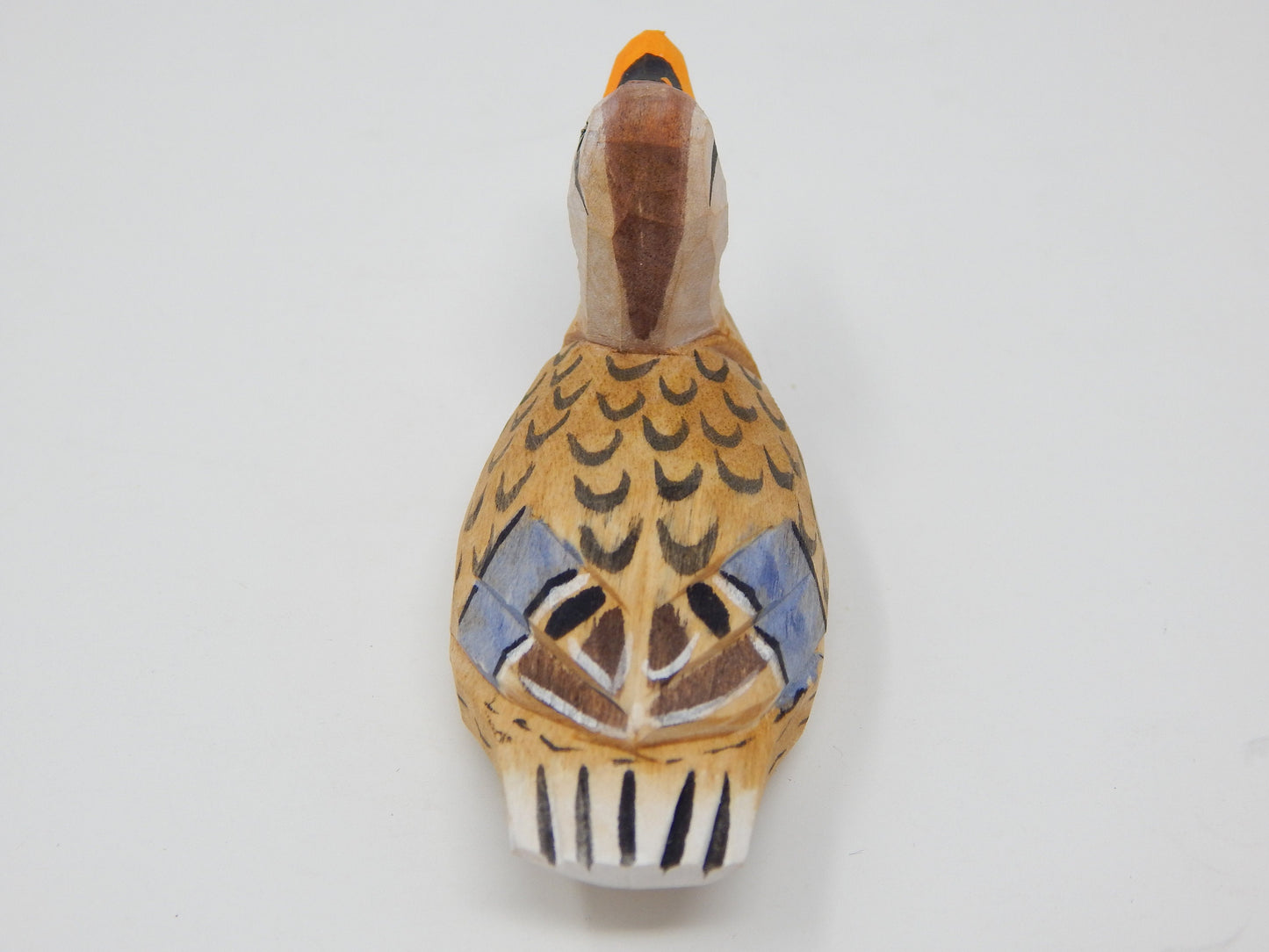 Female Mallard Duck Bird Keychain Ring Clip Charm Miniature Wood Mini Figurine Small Animal