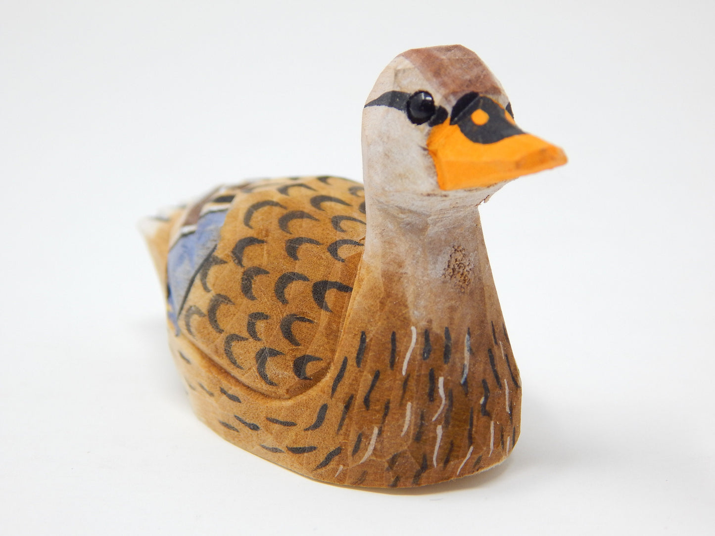Female Mallard Duck Bird Keychain Ring Clip Charm Miniature Wood Mini Figurine Small Animal