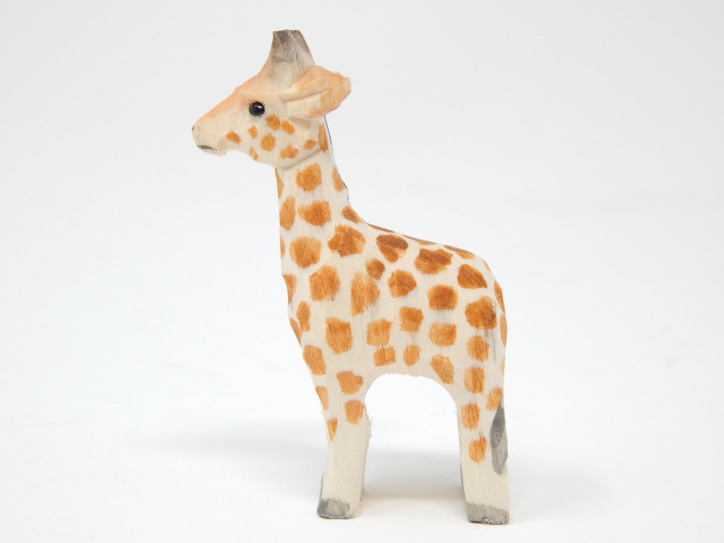 Giraffe Safari Zoo Keychain Ring Clip Charm Miniature Wood Mini Figurine Small Animal