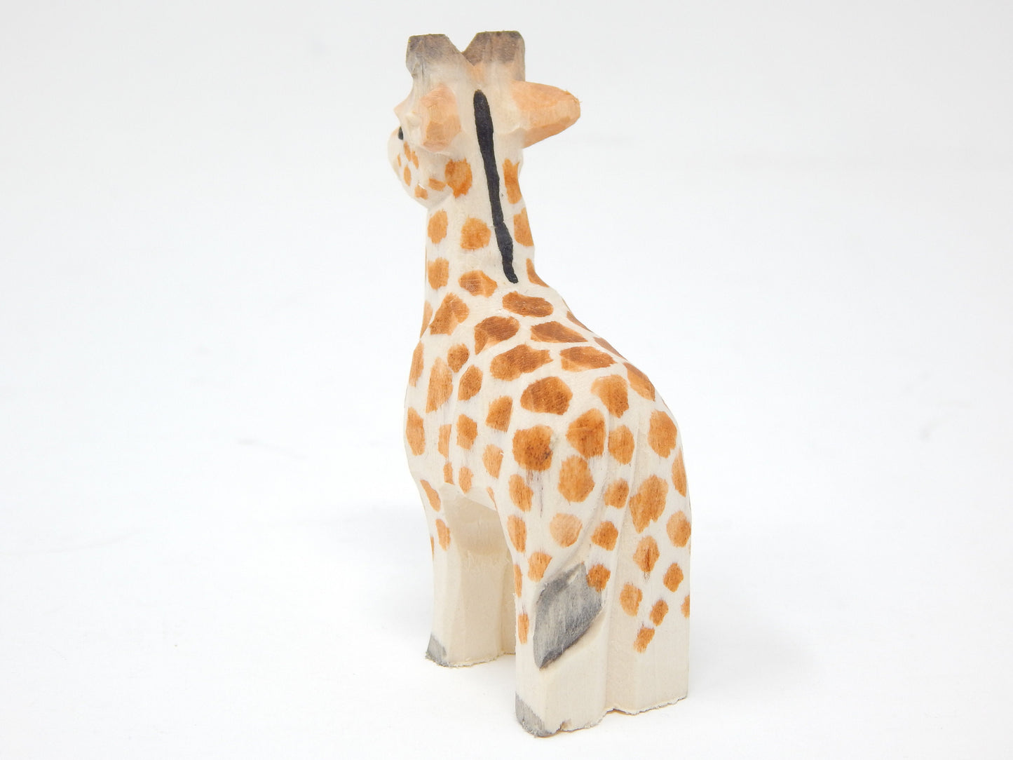 Giraffe Safari Zoo Keychain Ring Clip Charm Miniature Wood Mini Figurine Small Animal