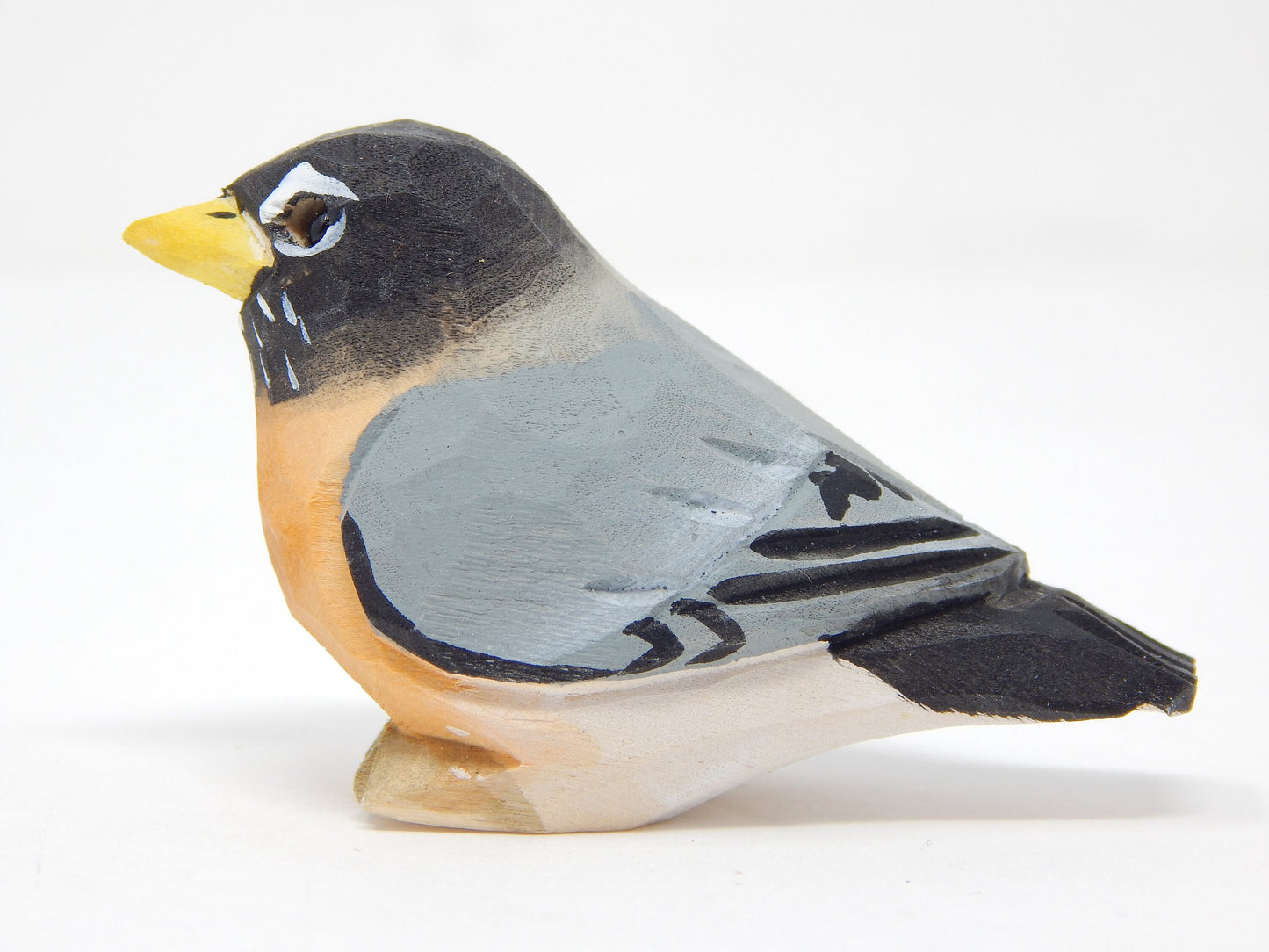 Robin Keychain Ring Clip Charm Bird Miniature Wood Songbird Mini Figurine Small Animal