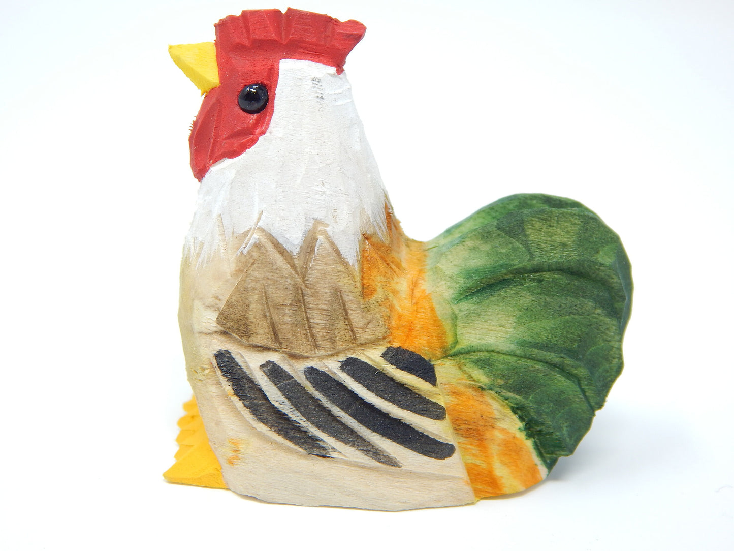 Rooster Chicken Keychain Ring Clip Charm Farm Bird Miniature Wood Mini Figurine Small Animal