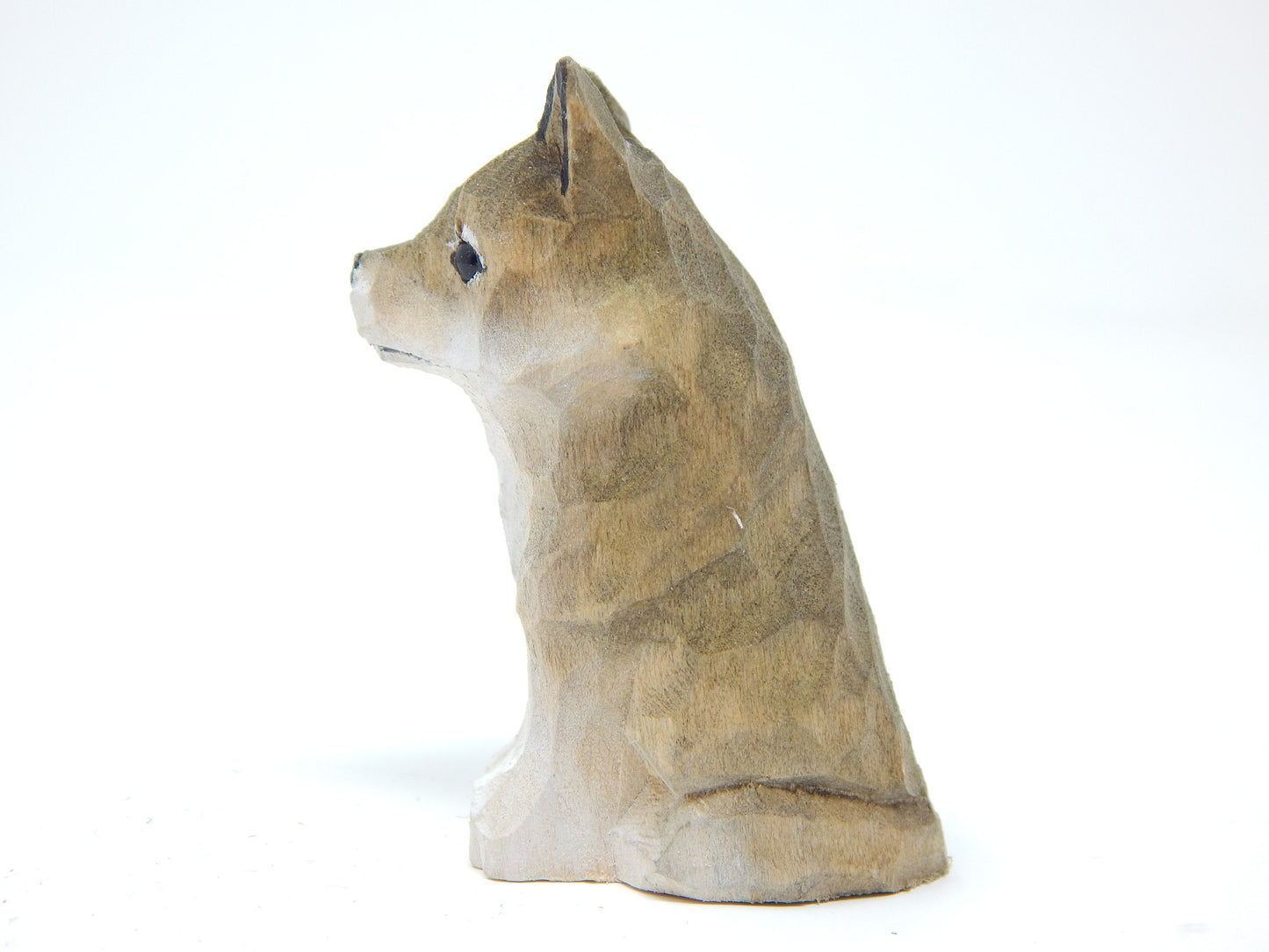 Wolf Keychain Ring Clip Charm Miniature Wood Mini Figurine Small Animal
