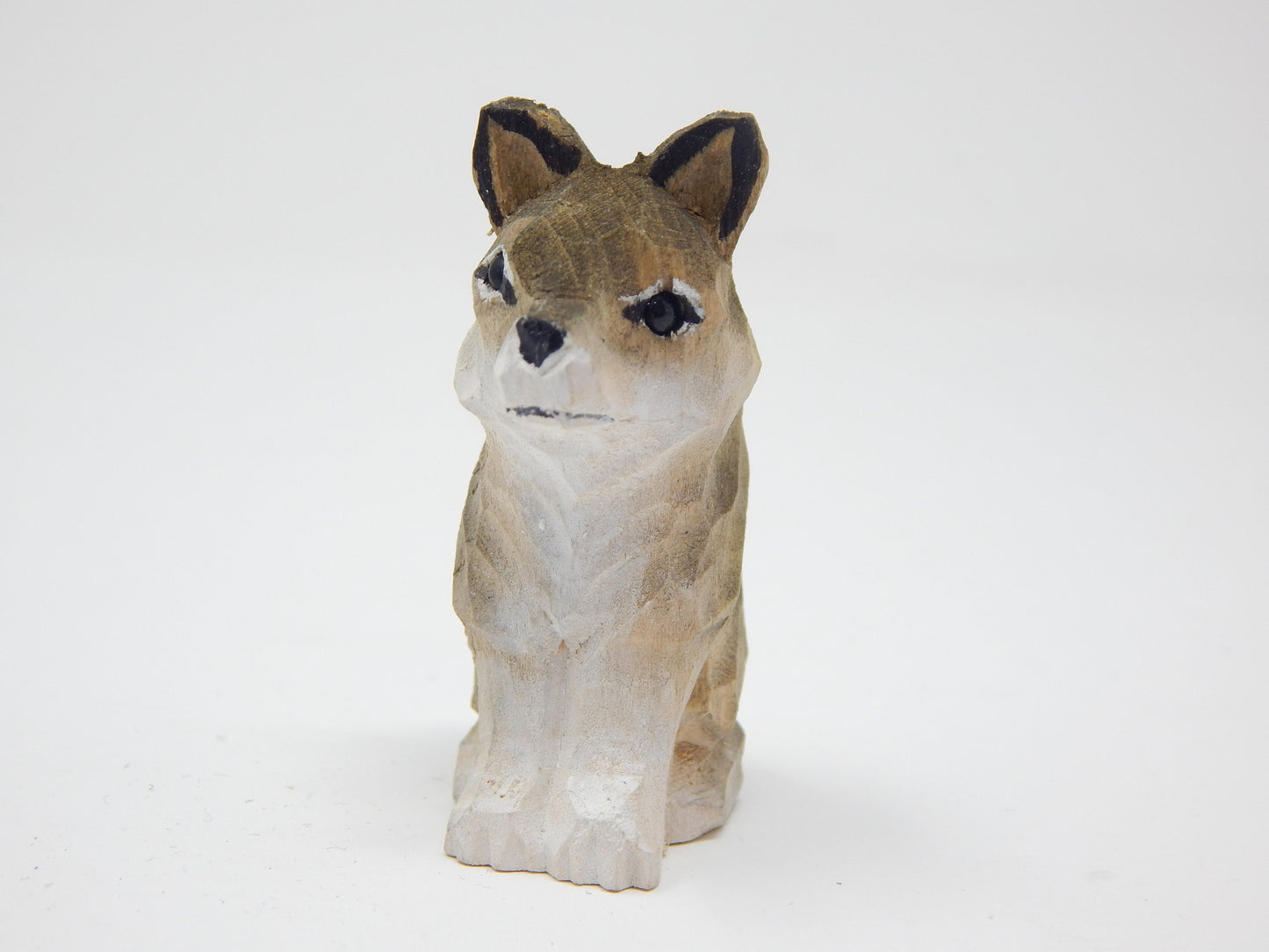Wolf Keychain Ring Clip Charm Miniature Wood Mini Figurine Small Animal