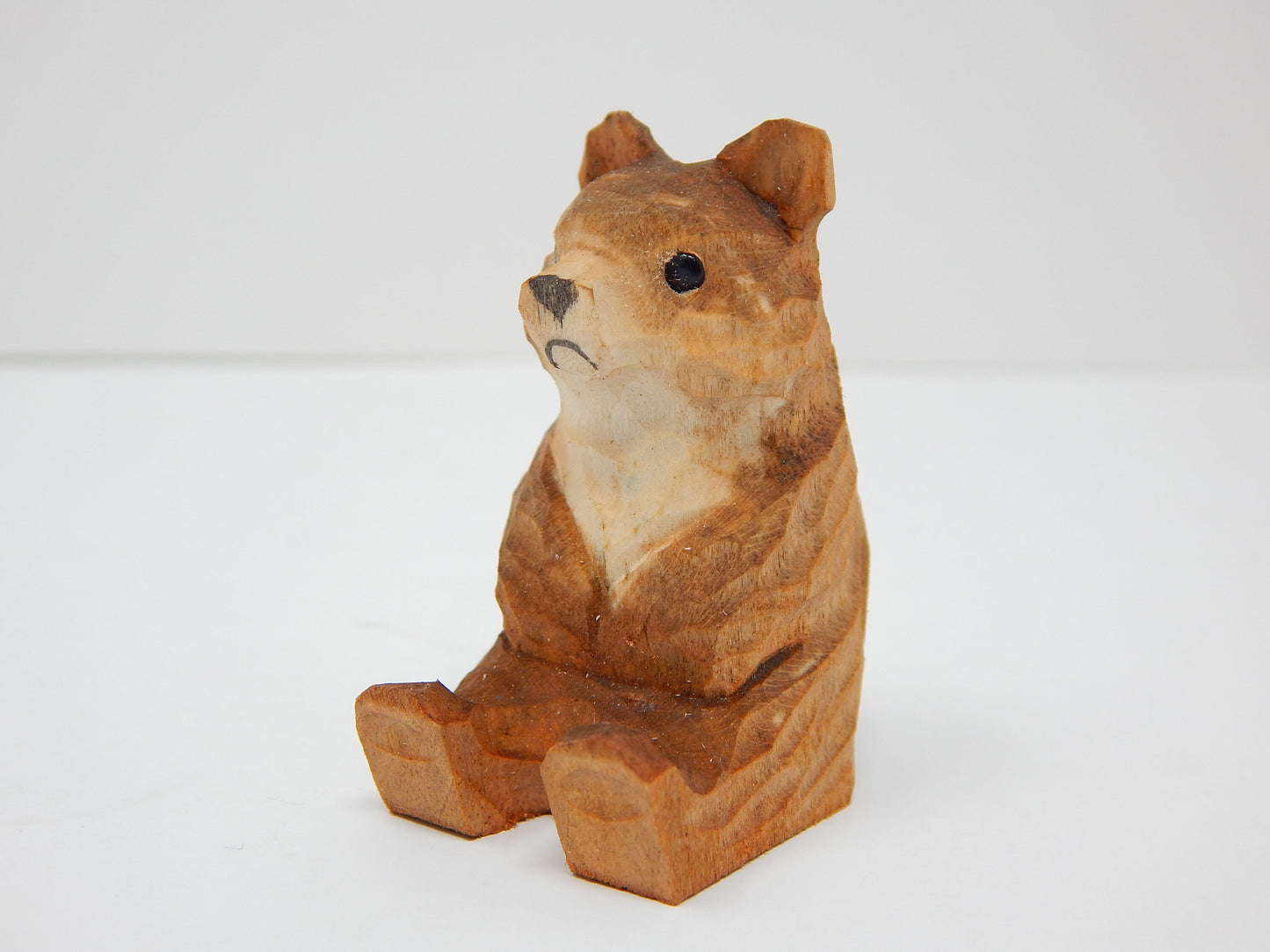 Brown Bear Keychain Ring Clip Charm Miniature Wood Mini Figurine Small Animal