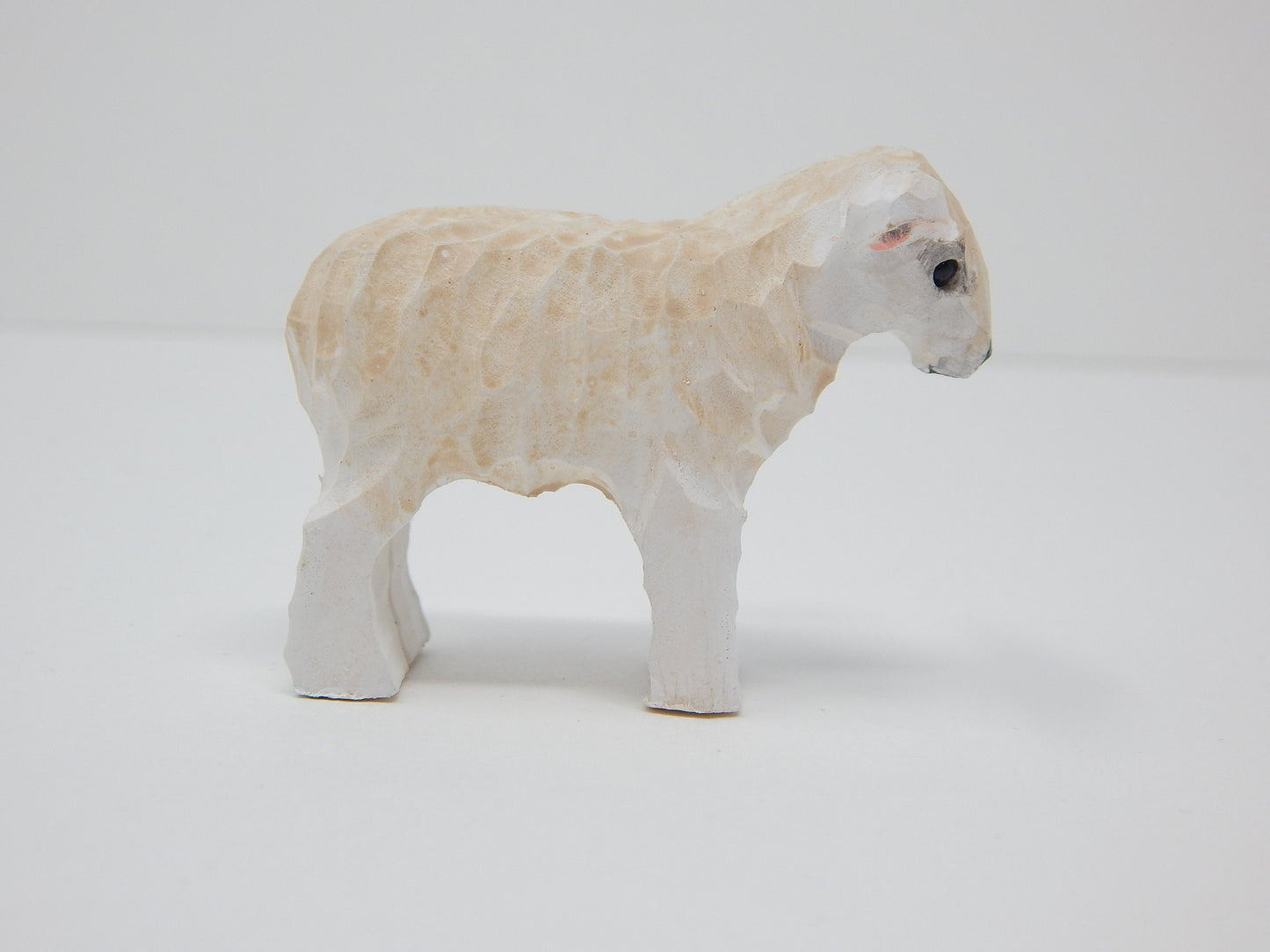 Sheep Lamb Baby Ewe Keychain Ring Clip Charm Miniature Wood Mini Figurine Small Animal