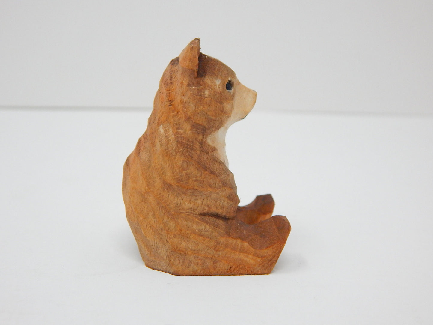 Brown Bear Keychain Ring Clip Charm Miniature Wood Mini Figurine Small Animal