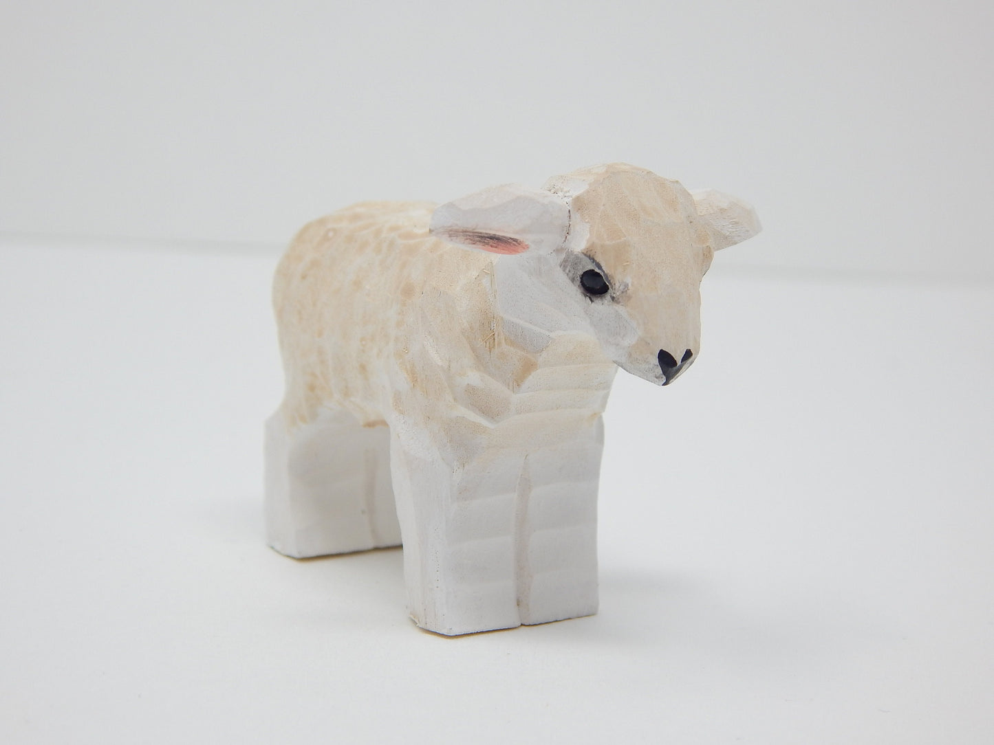 Sheep Lamb Baby Ewe Keychain Ring Clip Charm Miniature Wood Mini Figurine Small Animal