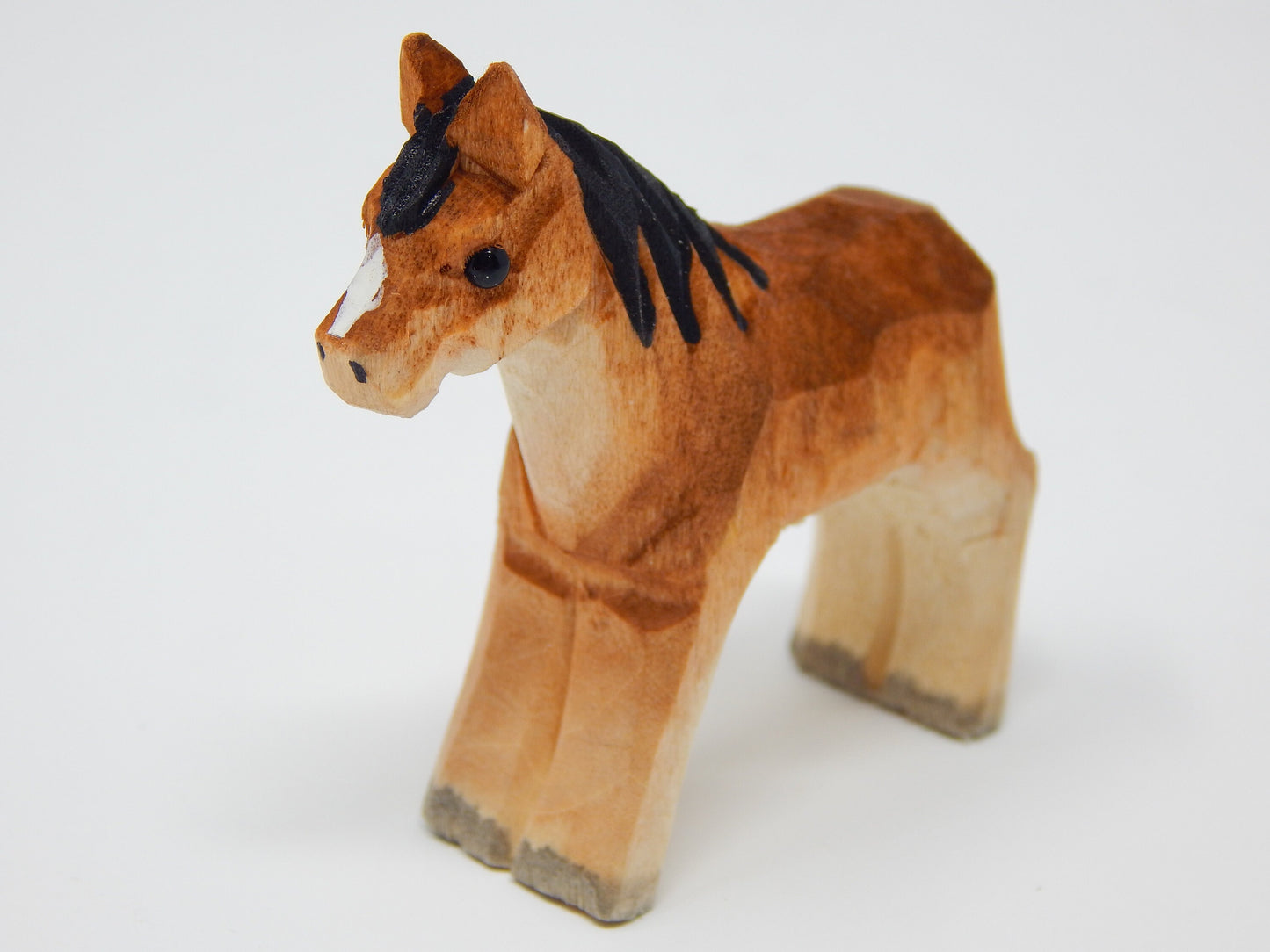 Horse Pony Keychain Ring Clip Charm Miniature Wood Mini Figurine Small Animal
