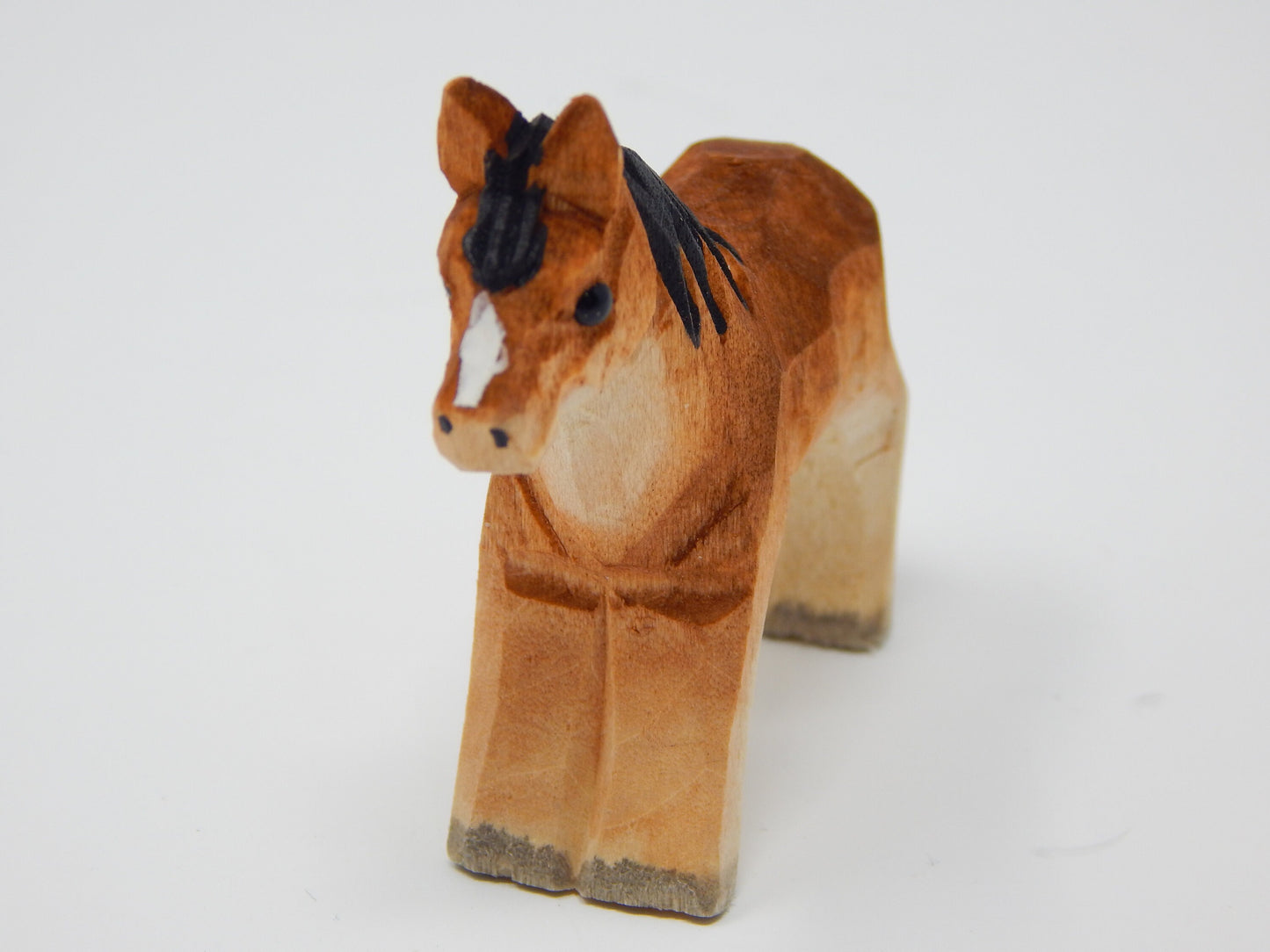 Horse Pony Keychain Ring Clip Charm Miniature Wood Mini Figurine Small Animal
