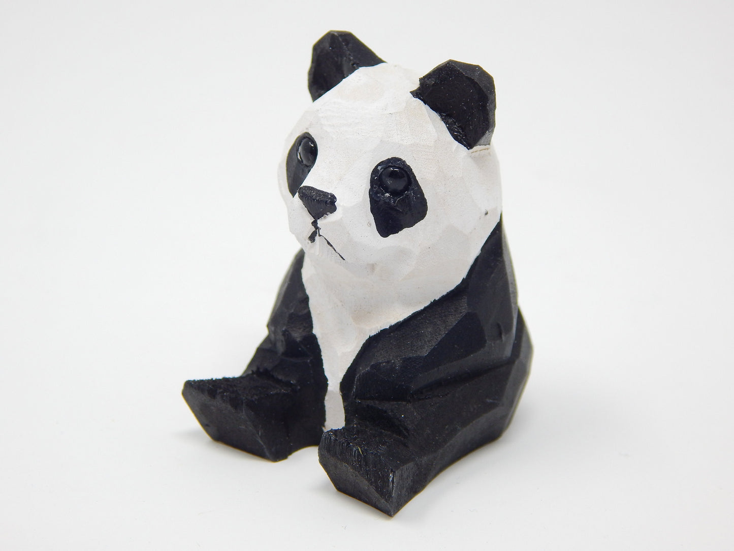 Panda Bear Keychain Ring Clip Asian Charm Miniature Wood Mini Figurine Small Animal