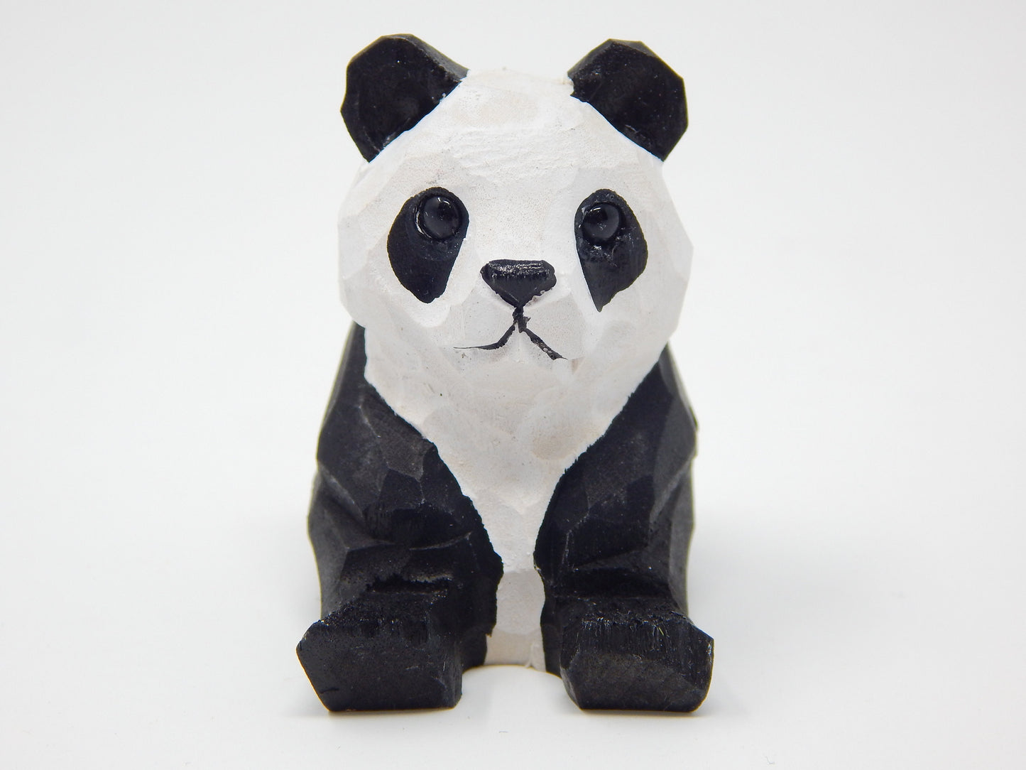Panda Bear Keychain Ring Clip Asian Charm Miniature Wood Mini Figurine Small Animal