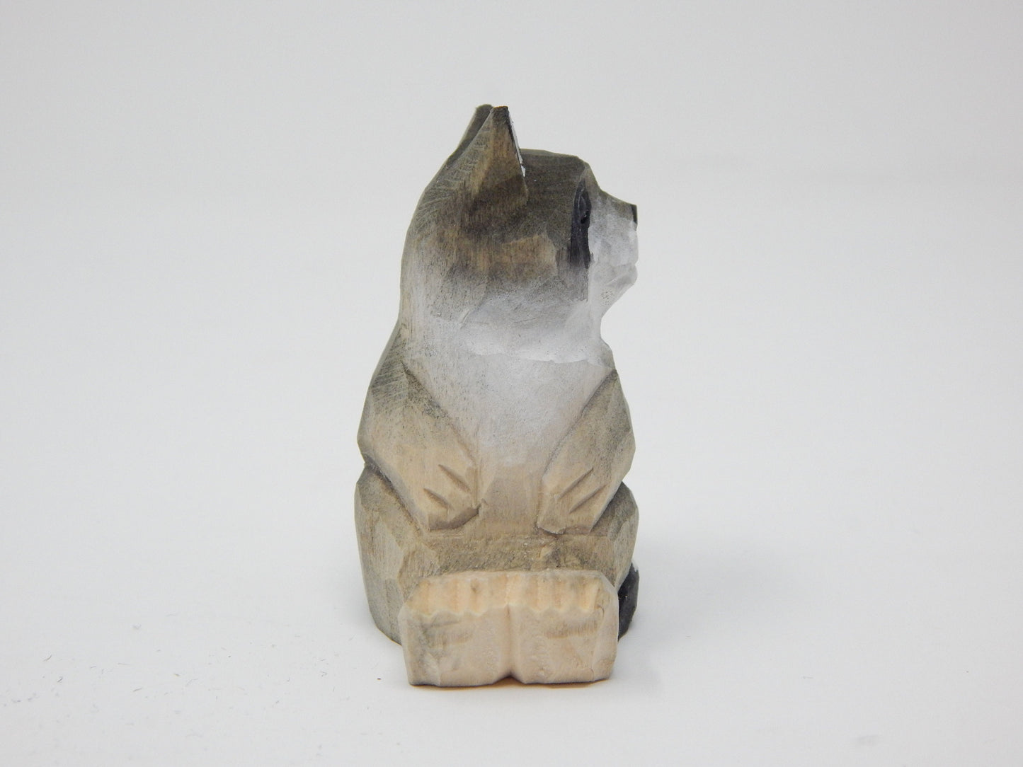 Raccoon Keychain Ring Clip Charm Miniature Wood Mini Figurine Small Animal