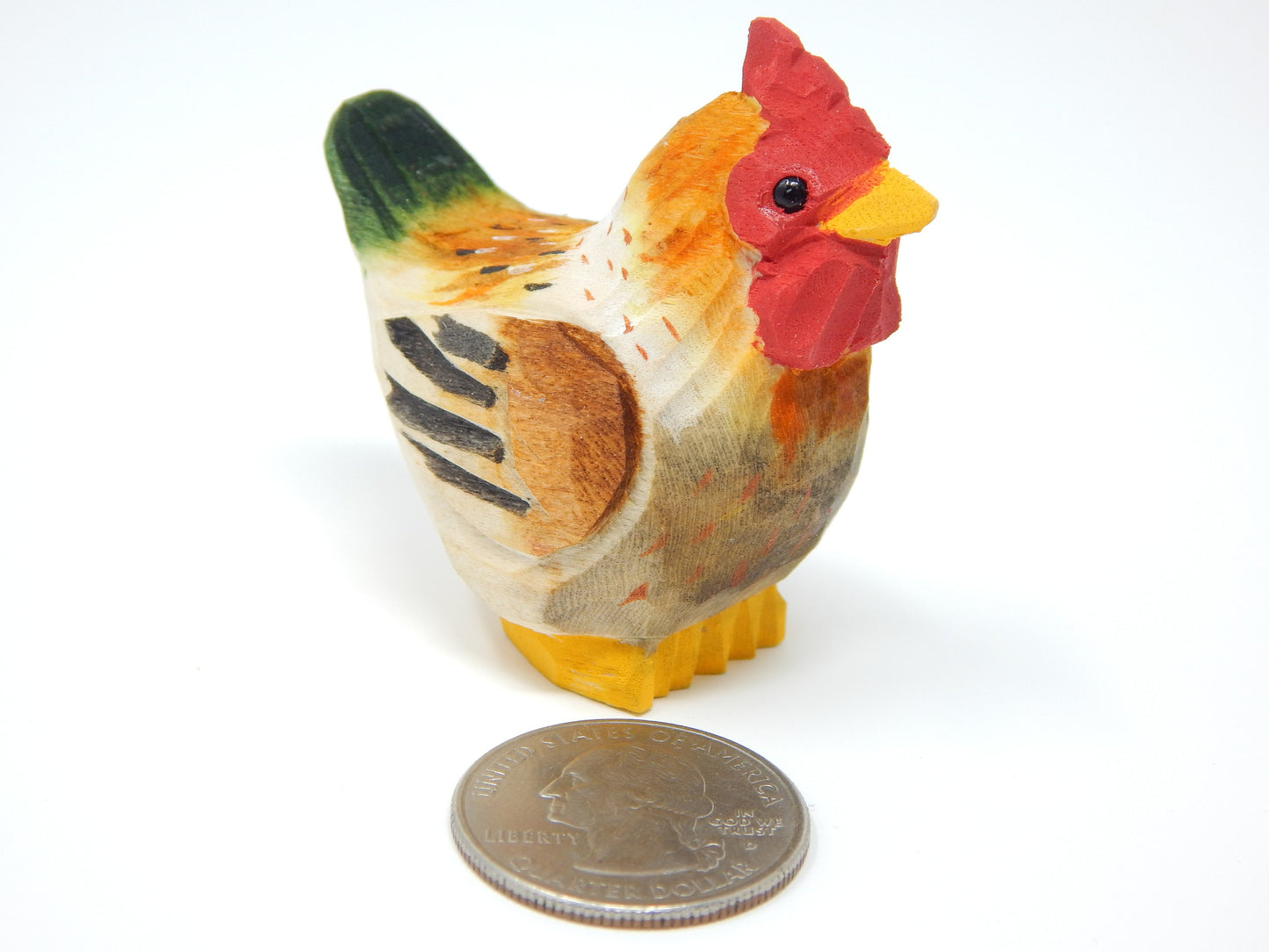 Brown Hen Chicken Keychain Ring Clip Charm Farm Bird Miniature Wood Mini Figurine Small Animal