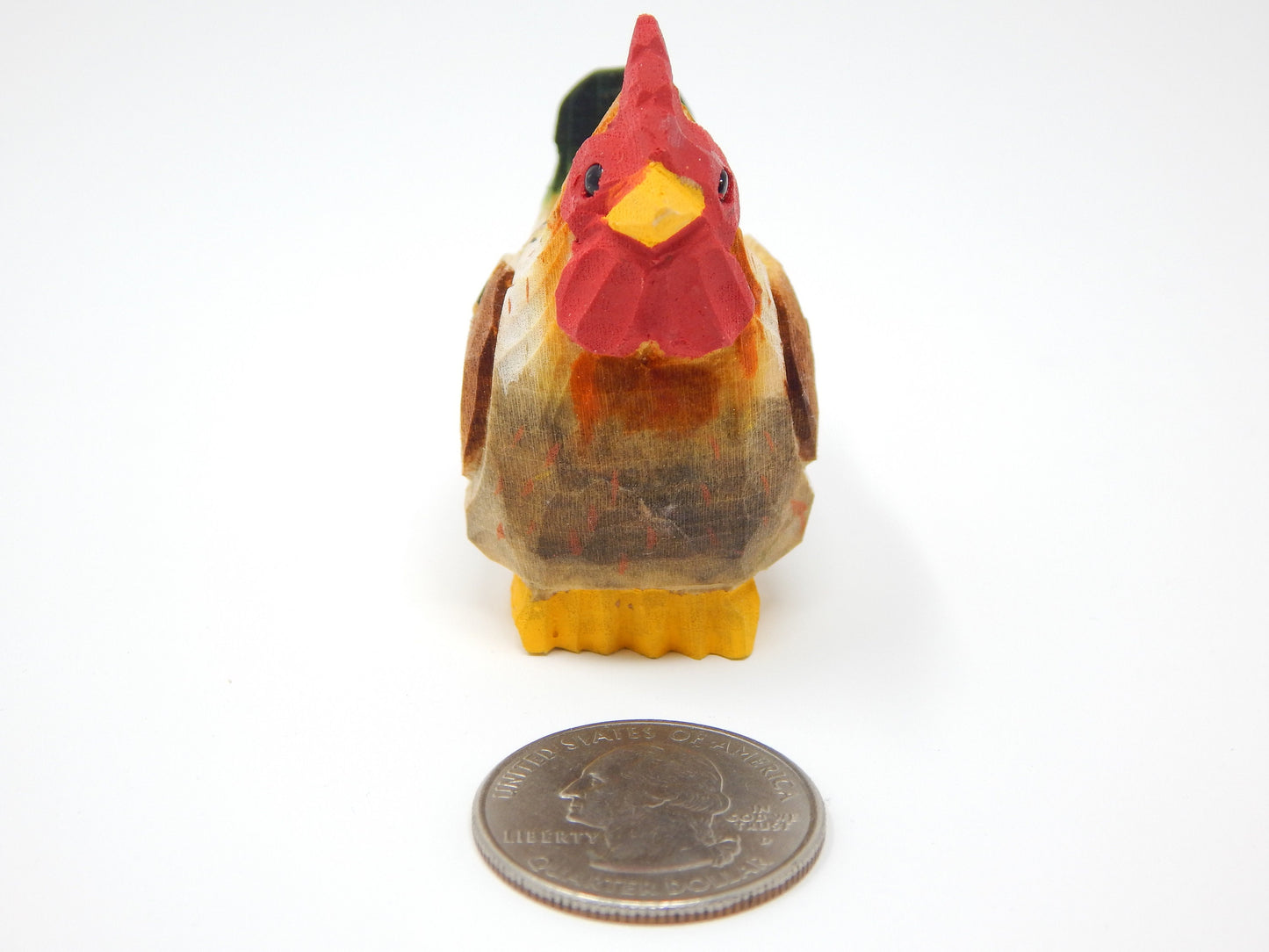Brown Hen Chicken Keychain Ring Clip Charm Farm Bird Miniature Wood Mini Figurine Small Animal