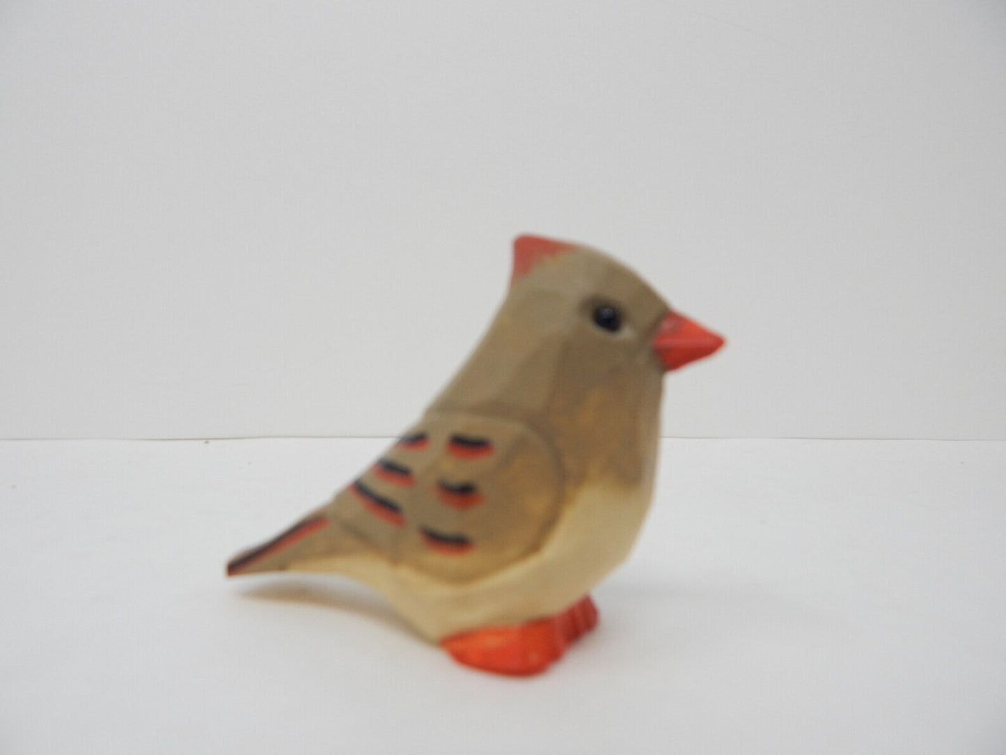 Female Cardinal Red Bird Keychain Ring Hook Clip Charm Miniature Wood Figurine