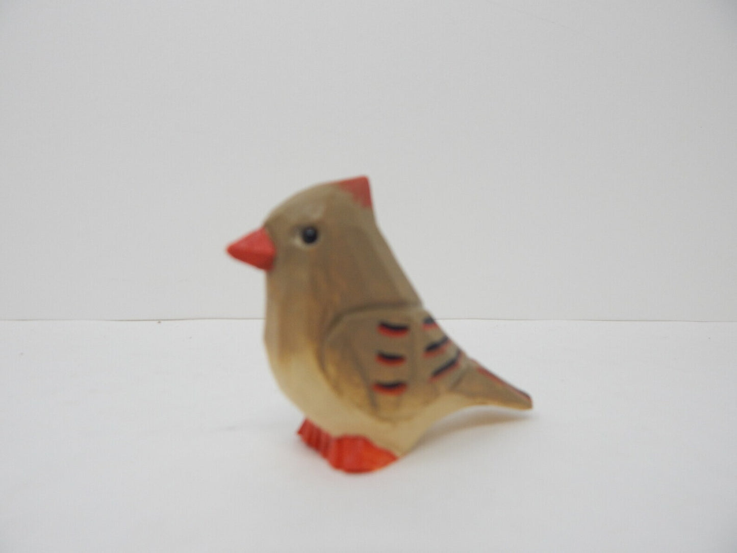 Female Cardinal Red Bird Keychain Ring Hook Clip Charm Miniature Wood Figurine