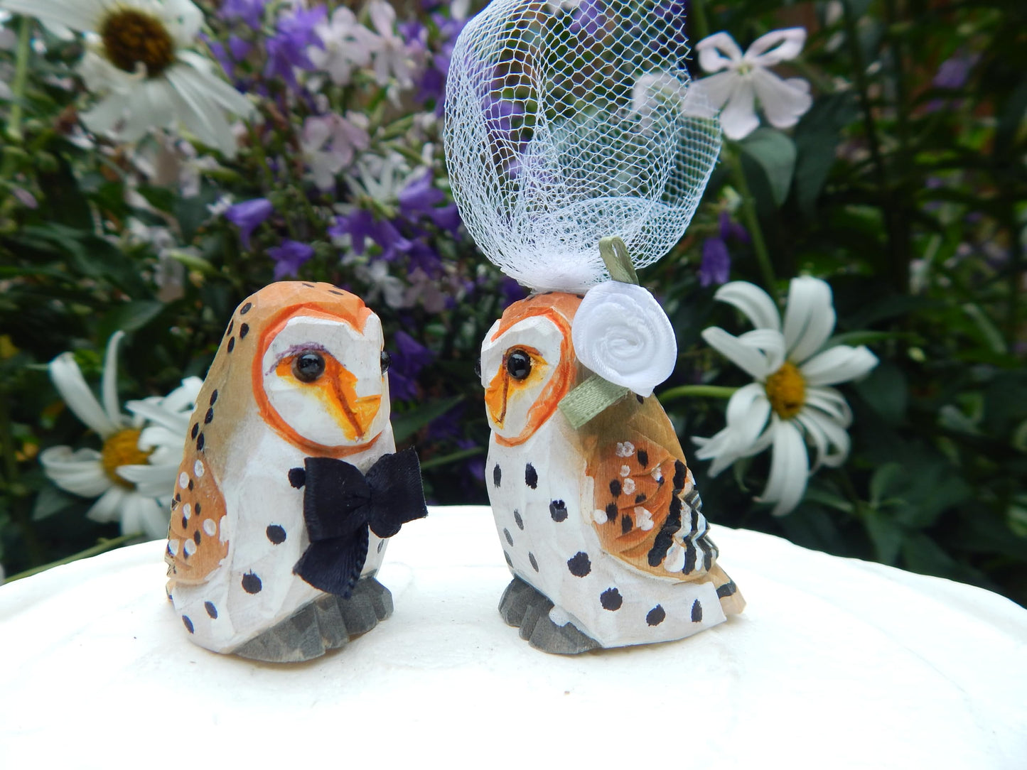 Selsela Hand-Carved Wooden Barn Owl Cake Topper – Rustic Wedding Decor, Unique Owl Lover Keepsake