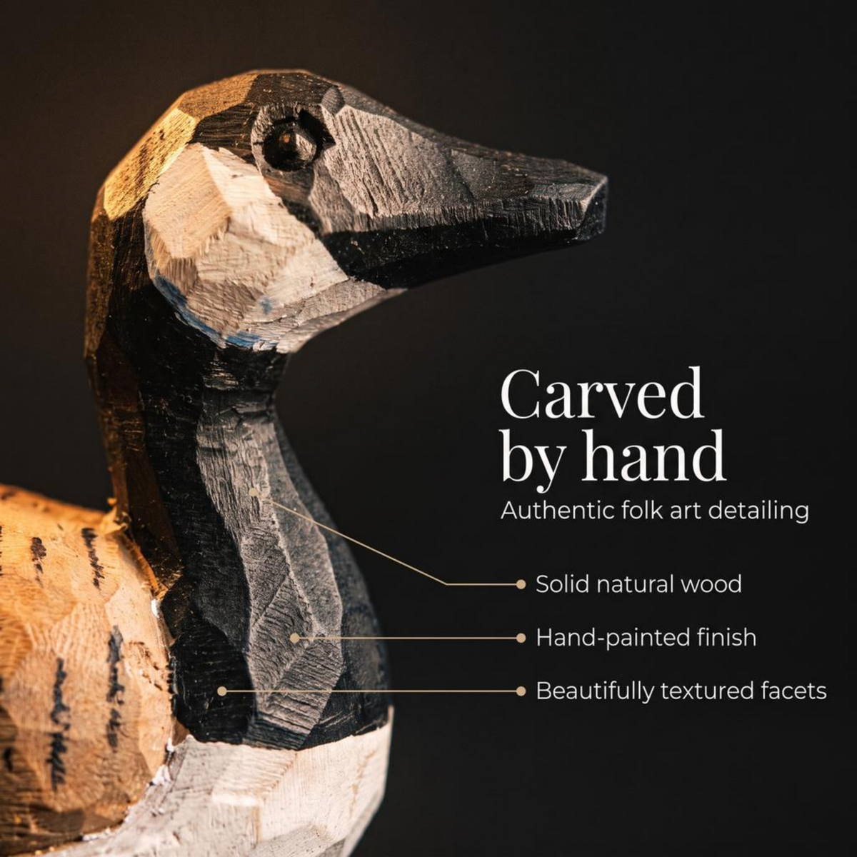 Canada Goose hand-carved wooden cake topper by Selsela, bride and groom pair on a wedding cake