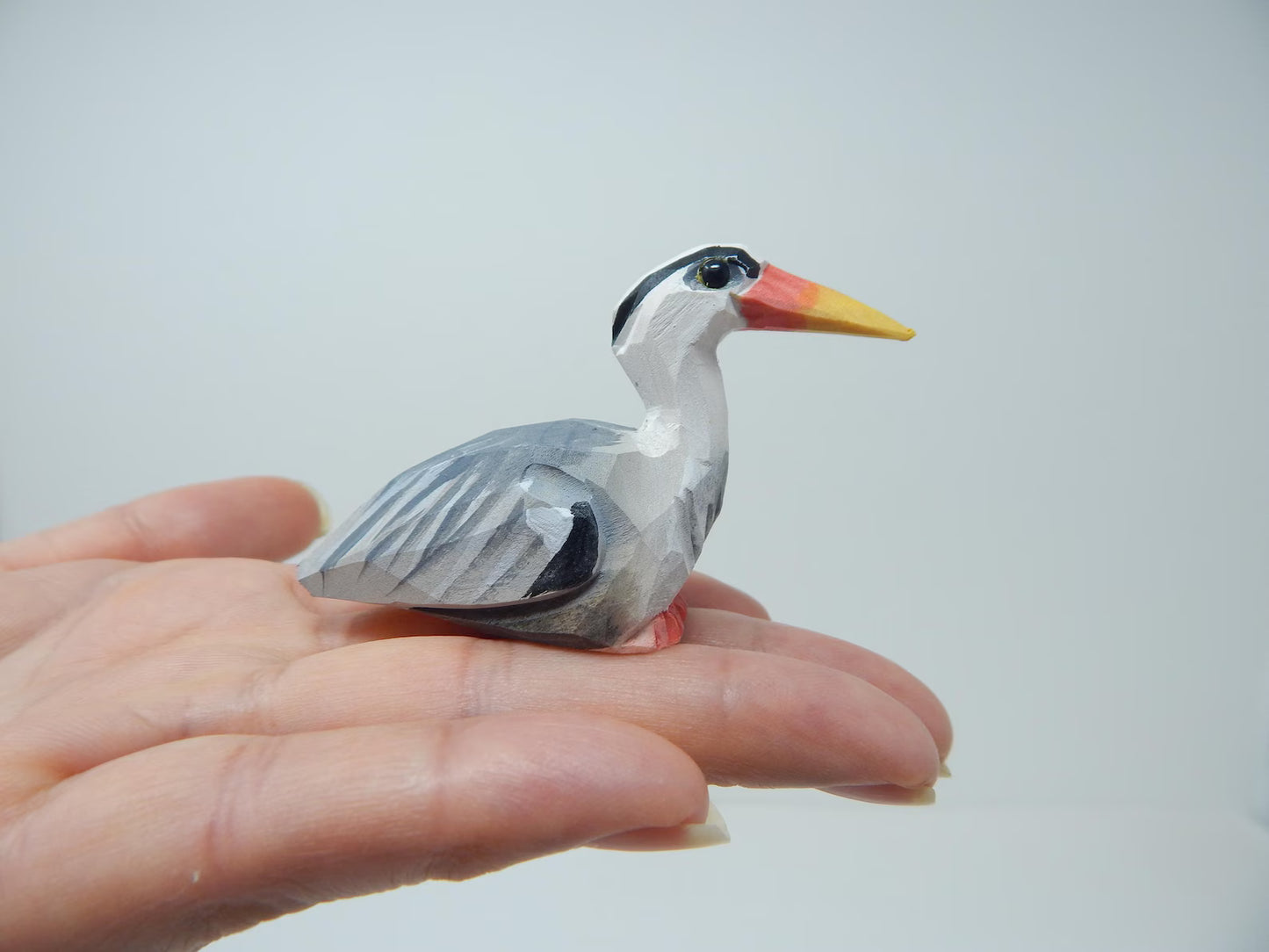 Stork Wooden Ornament | Hand Carved Bird Hanging Decor