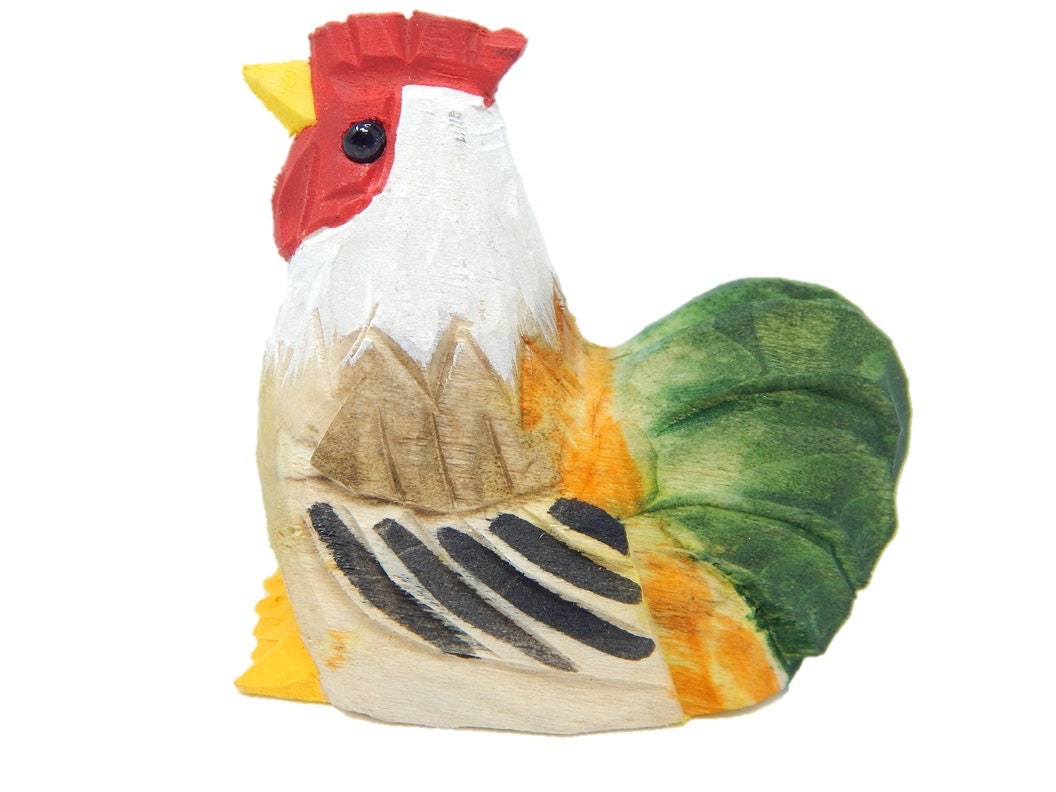 Rooster Ornament Hanging Statue Decoration Farm Barn carved small animals