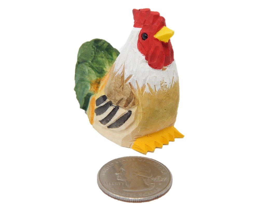 Rooster Ornament Hanging Statue Decoration Farm Barn carved small animals