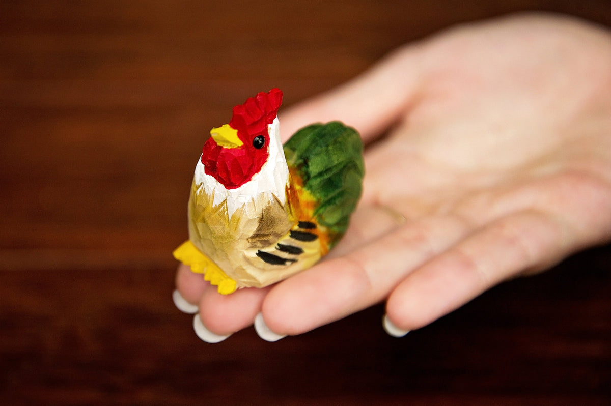 Rooster Ornament Hanging Statue Decoration Farm Barn carved small animals