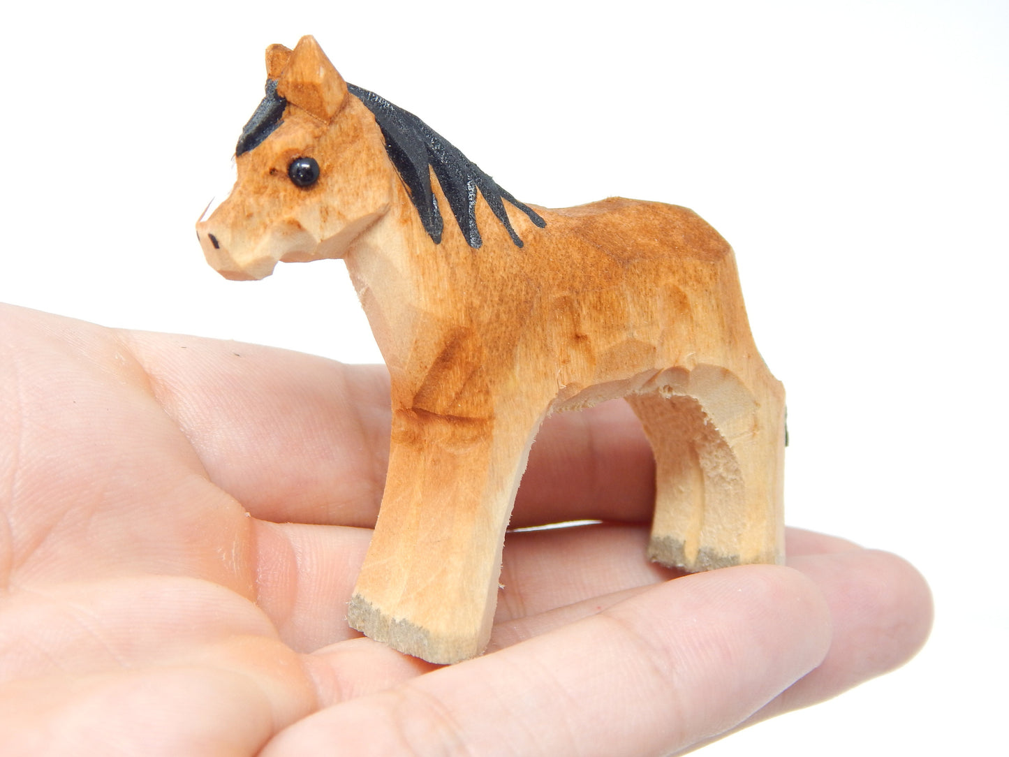 Horse Wood Figurine - Small Farm Animal Pony Gift Handmade Art Carving Decoration Miniature Animals Girl Women