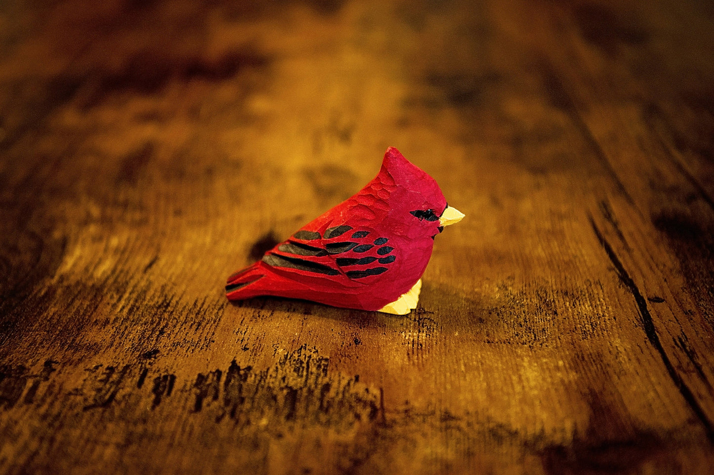 Cardinal Wood Figurine Miniature Handmade Red Bird Art Carved Small Animals Collectible Memorial Gift