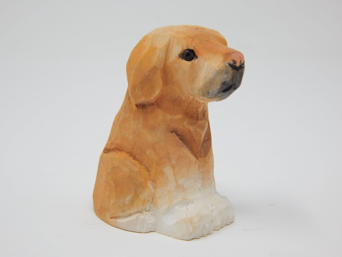 Labrador Retriever Dog Puppy Figurine - Miniature 2 Inch Wooden Carving Handmade Home Decor Small Animal Garden Statue Toy Pet Loss Memorial