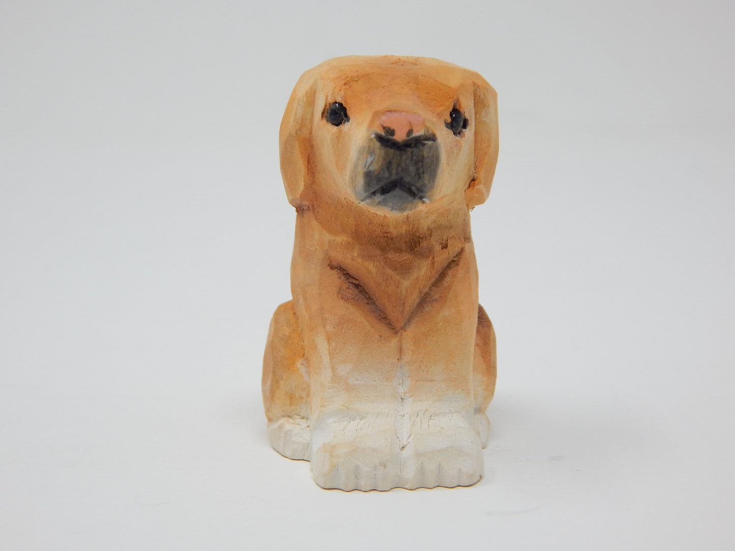 Labrador Retriever Dog Puppy Figurine - Miniature 2 Inch Wooden Carving Handmade Home Decor Small Animal Garden Statue Toy Pet Loss Memorial