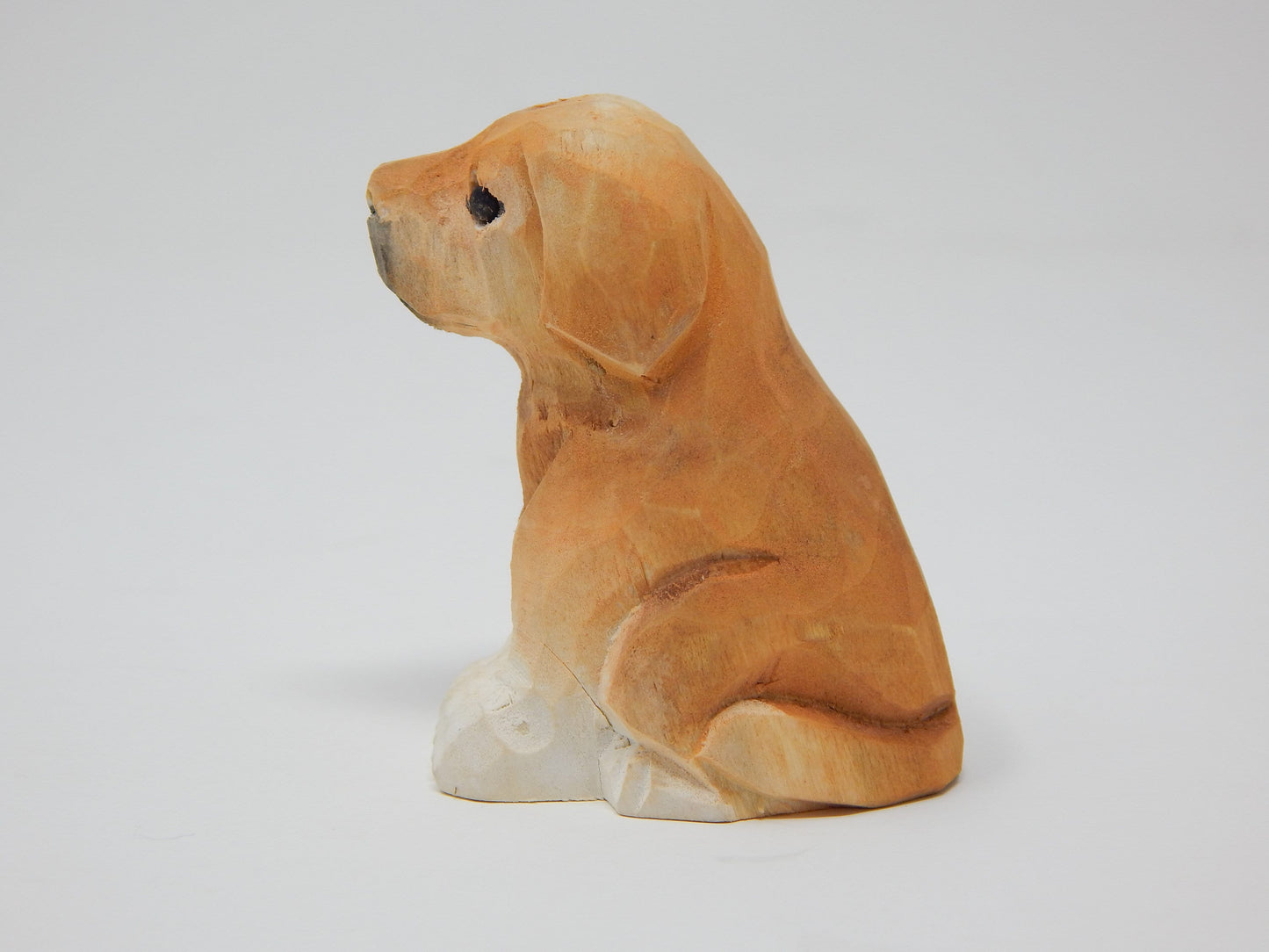 Labrador Retriever Dog Puppy Figurine - Miniature 2 Inch Wooden Carving Handmade Home Decor Small Animal Garden Statue Toy Pet Loss Memorial