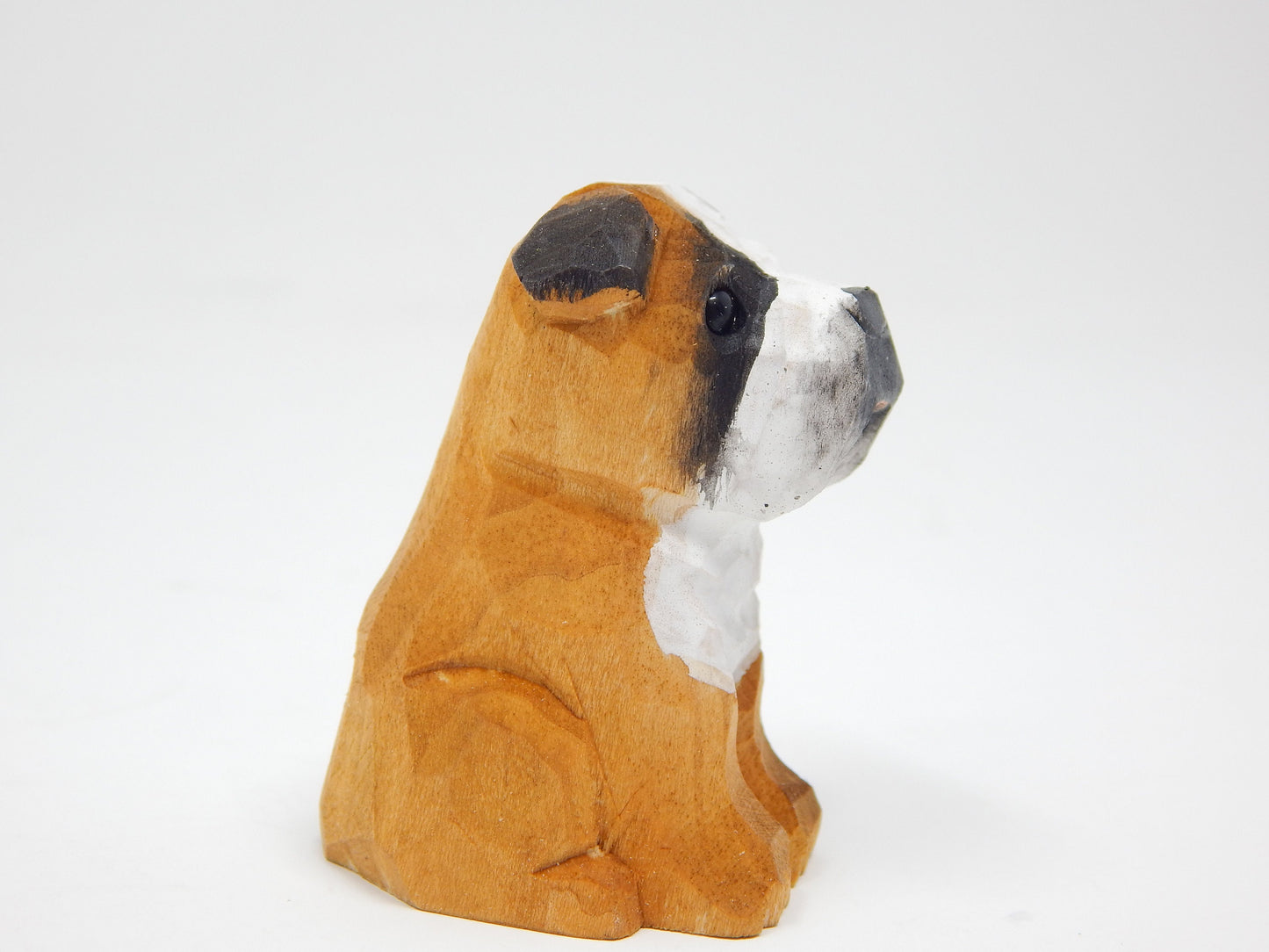 Handmade Bulldog Wood Figurine: Dog Puppy Carving Decor Pet Statue