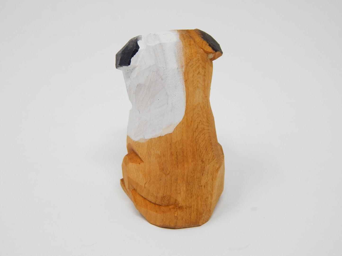 Handmade Bulldog Wood Figurine: Dog Puppy Carving Decor Pet Statue
