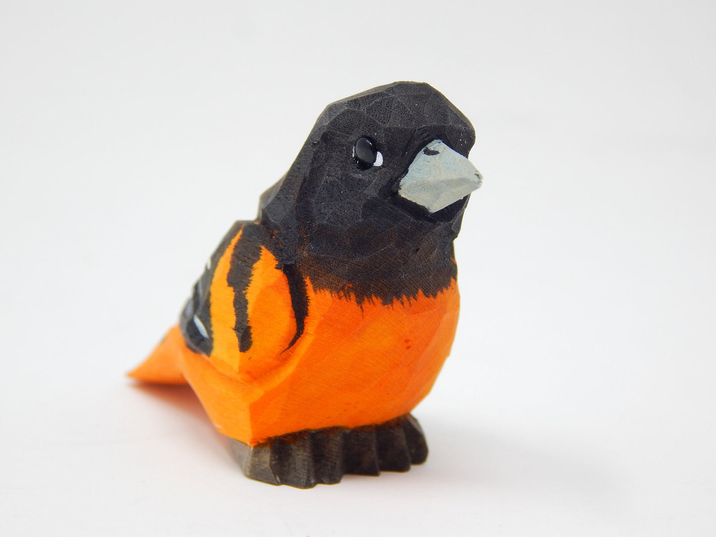 Hand-Carved Wooden Oriole Bird Ornament – Miniature Songbird Decor