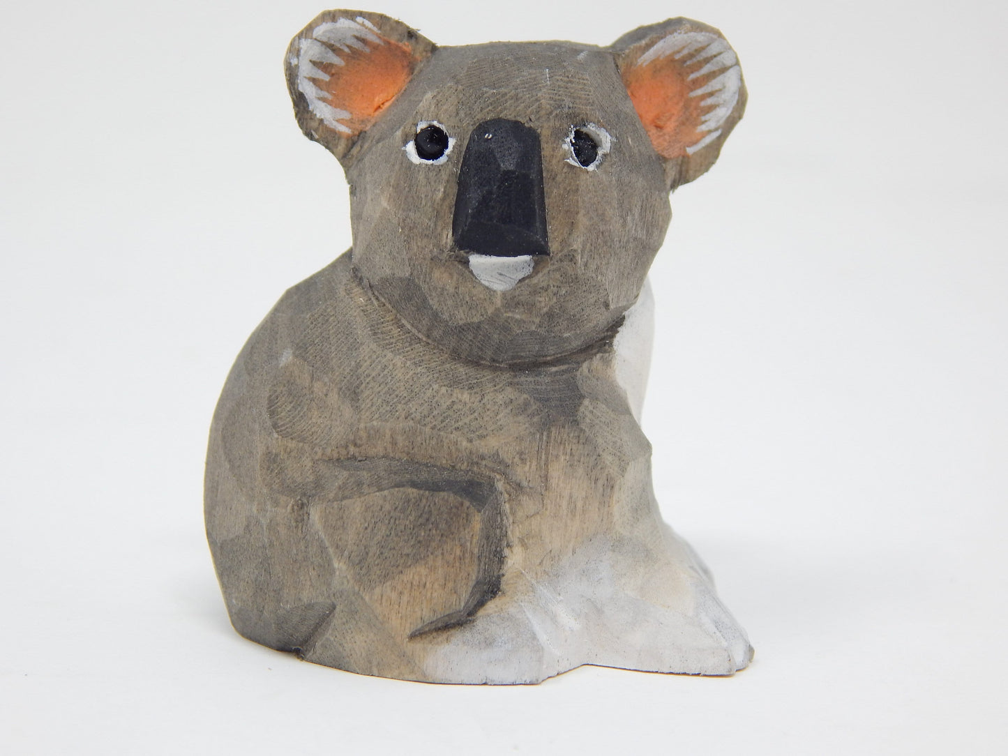 Hand-Carved Wooden Koala Bear Ornament – Miniature Decorative Collectible Figurine
