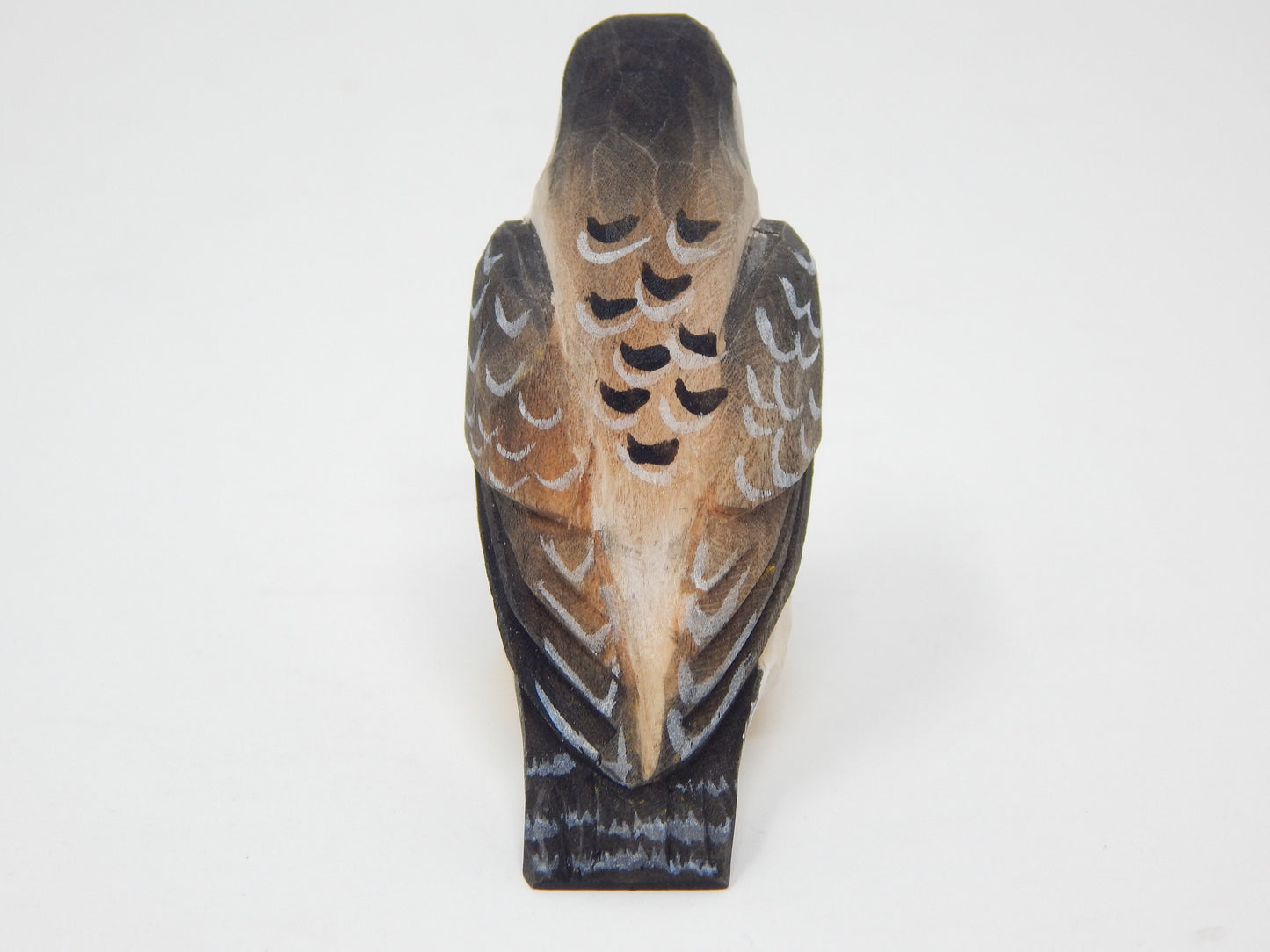 Peregrine Falcon Hawk - Small 2" Wood Art Figurine - Falconry Kestrel Bird of Prey Unique Art Carving Work Decoration Miniature Animals