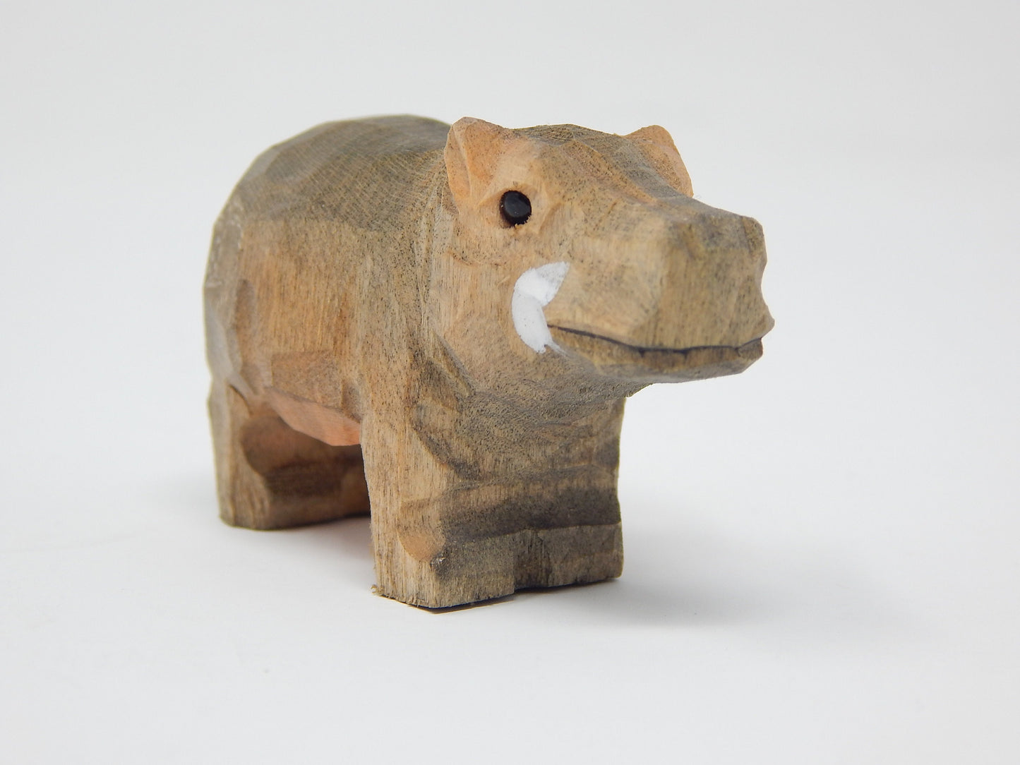 Hippo - Small Wooden Pygmy Hippopotamus Figurine - Africa River Horse Carving Handmade Decoration Miniature Animals