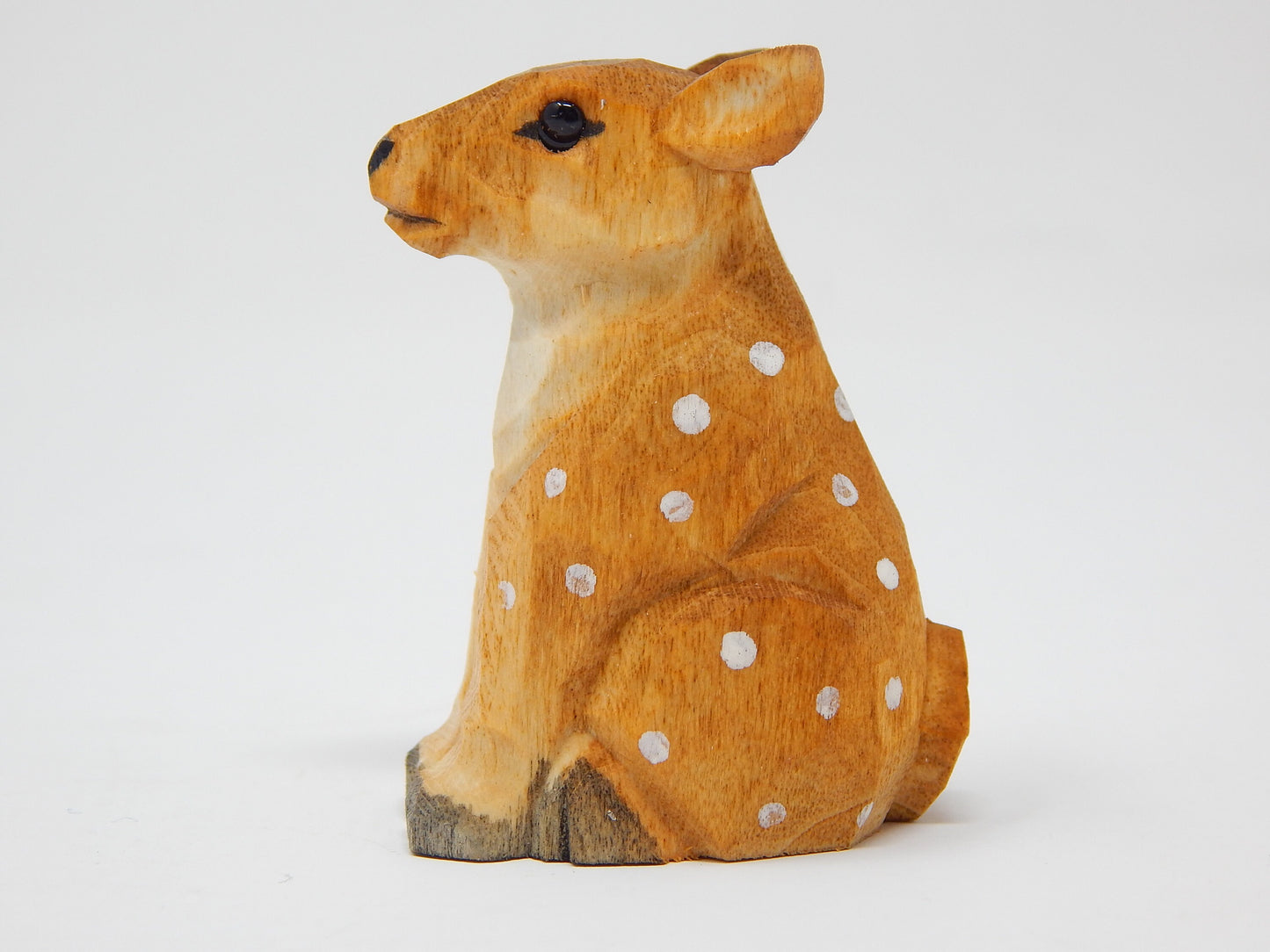 Spotted Deer - White-tailed Forest Fawn Reindeer Roe Buck Fallow Doe Miniature Hand-Painted Wooden Carved Ornament Figurine Small Animals