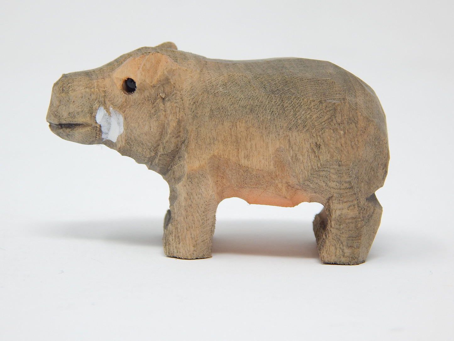 Hippo - Small Wooden Pygmy Hippopotamus Figurine - Africa River Horse Carving Handmade Decoration Miniature Animals