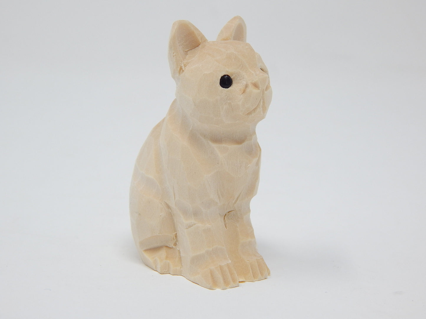 Cat Kitten Small Unfinished DIY Wood Figurine - House Pet Blank Craft Hand Carved Decoration Miniature Animals