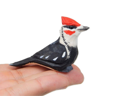 Woodpecker - Wood Figurine Pileated Forest Common Woodland Pecker Sapsucker Miniature Handmade Bird Art Craft Carve Small Animal Collectible