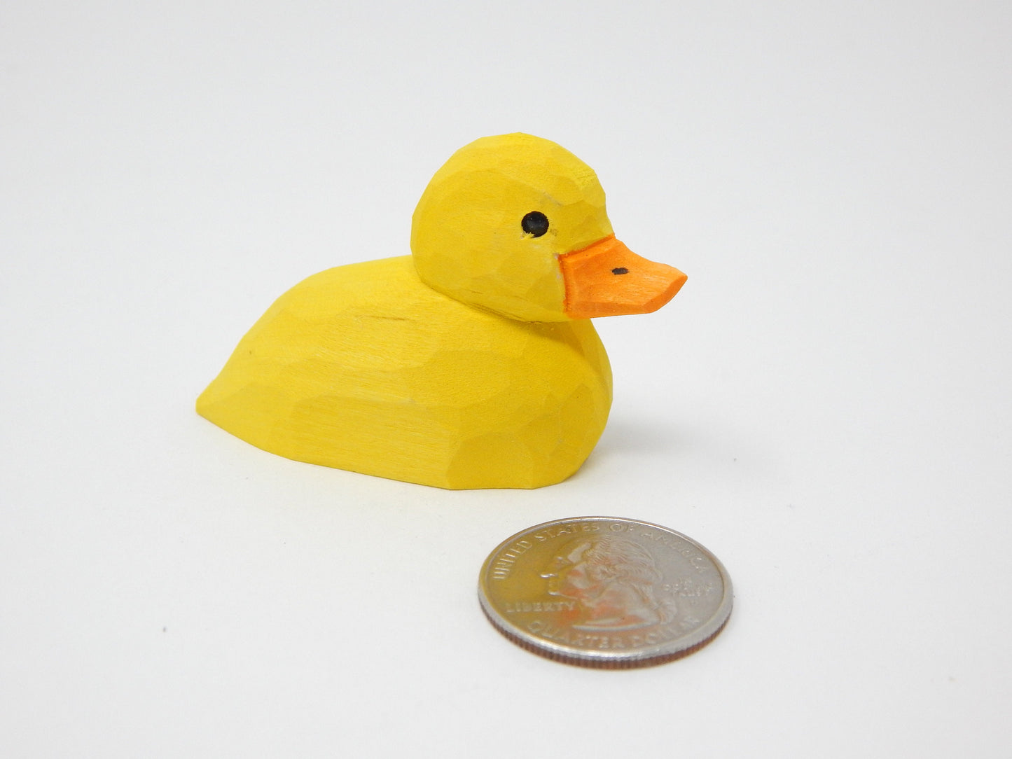 Baby Duck Yellow Bird Ornament Figure Statue Wood Decor Small Animal Miniature Carving